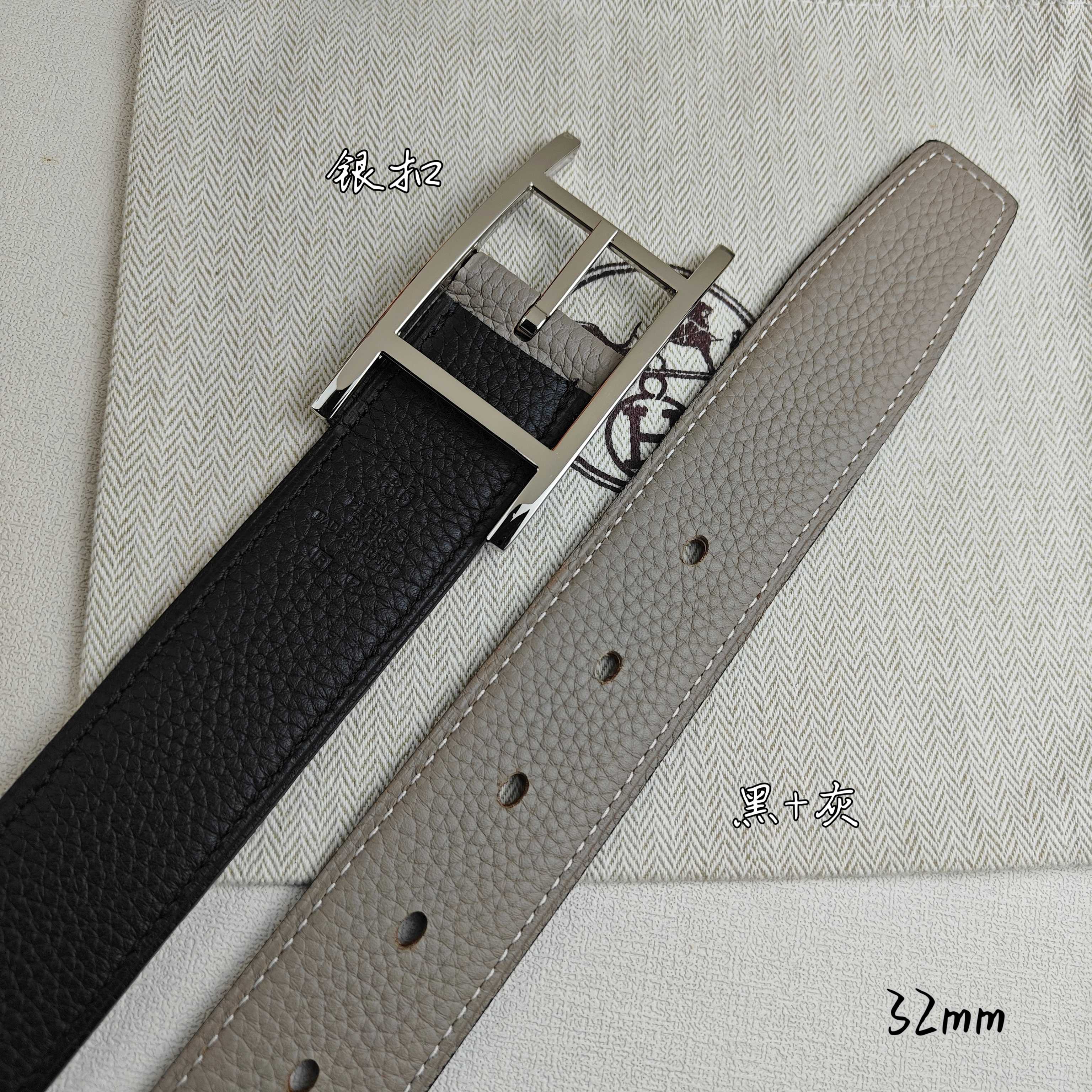 Hermès 爱马仕针扣皮带 双面荔枝纹 黑+卡其 32mm宽-Top High Quatity Cheap Sneakers Fashion Clothing Clothes Bags handbags Shoes of all Brand wholesale With The best Quality And Beautiful Price from China Factory Chinese suppliers wholesaler seller Hermès 爱马仕针扣皮带 双面荔枝纹 黑+卡其 32mm宽