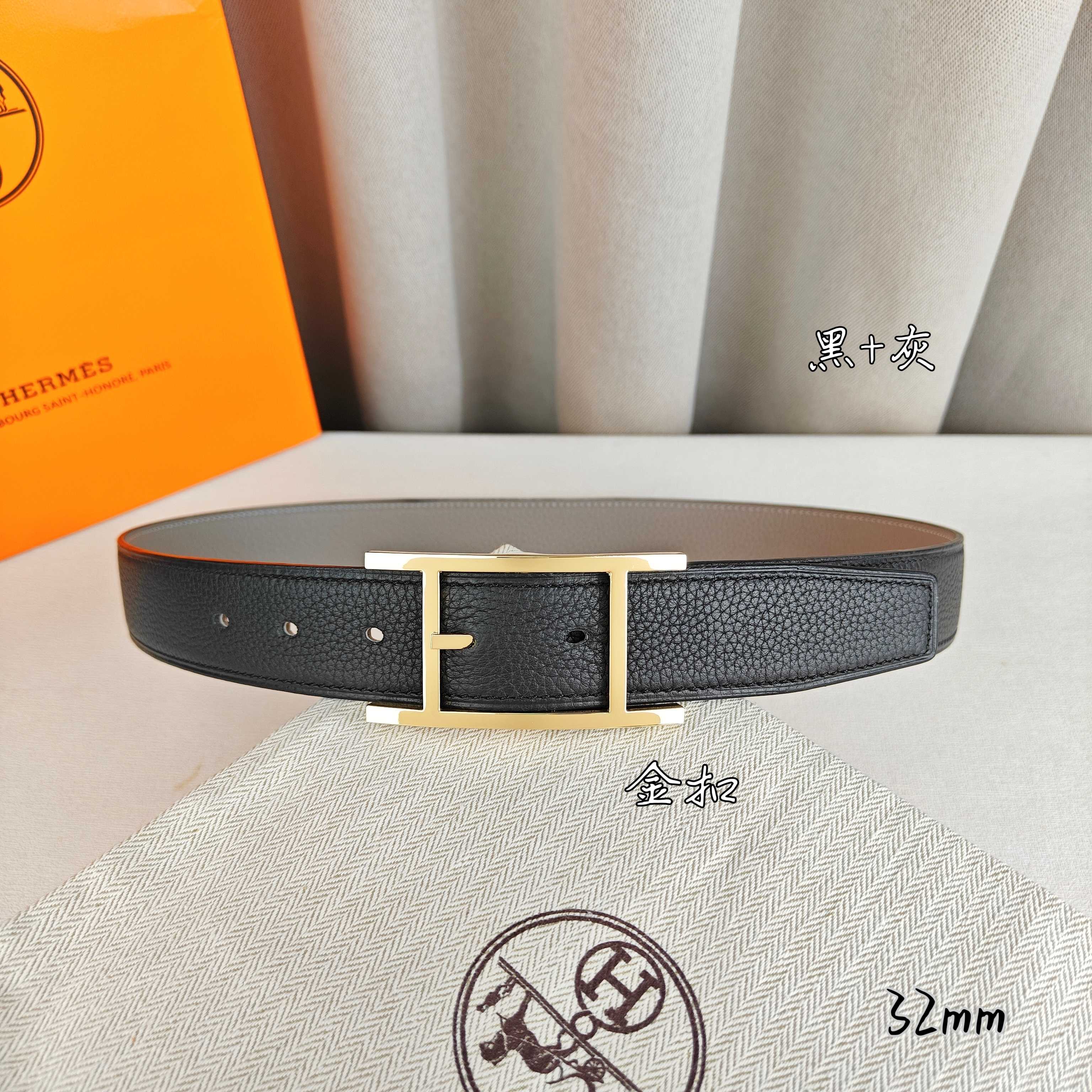 Hermès 爱马仕针扣皮带 双面荔枝纹 黑+卡其 32mm宽-Top High Quatity Cheap Sneakers Fashion Clothing Clothes Bags handbags Shoes of all Brand wholesale With The best Quality And Beautiful Price from China Factory Chinese suppliers wholesaler seller Hermès 爱马仕针扣皮带 双面荔枝纹 黑+卡其 32mm宽