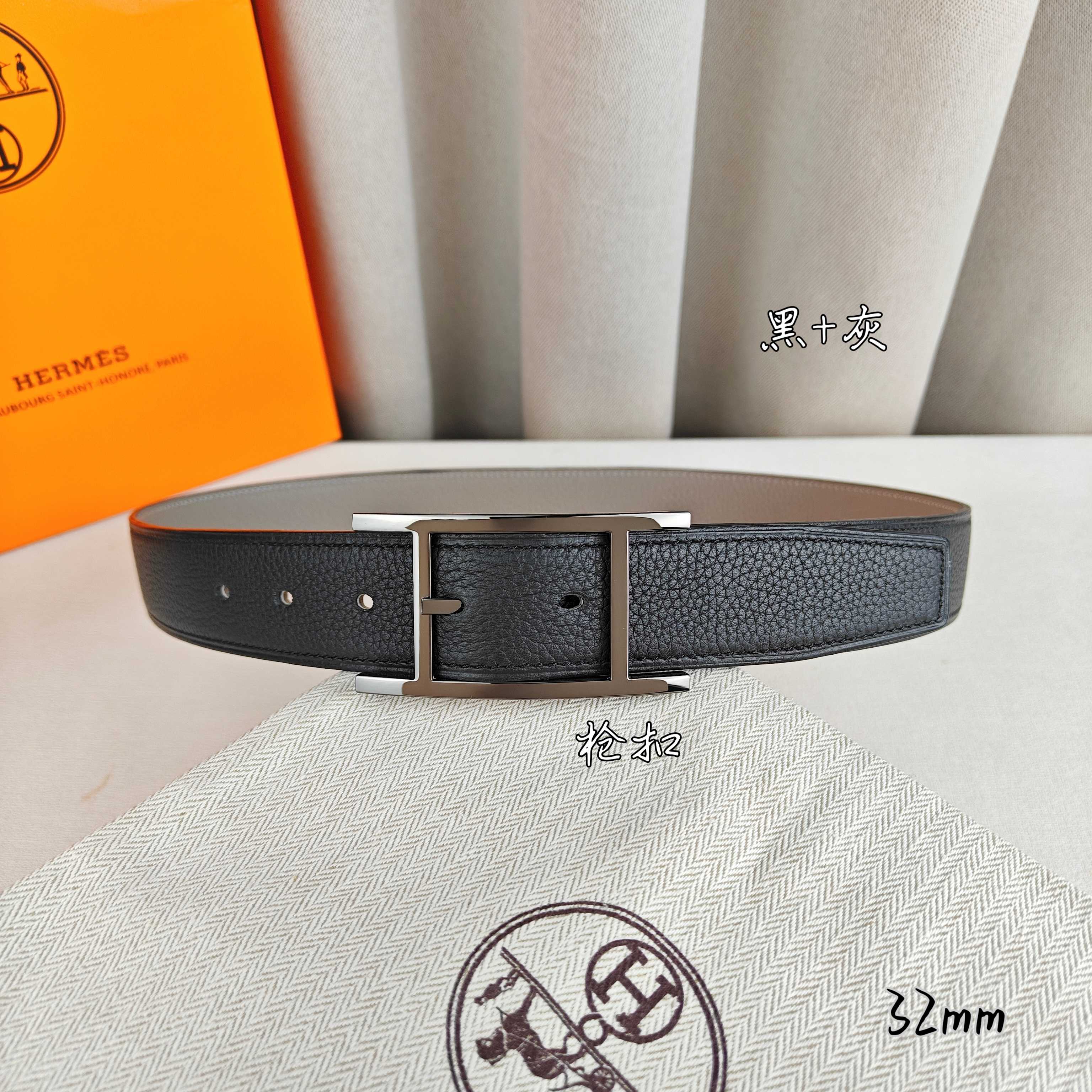 Hermès 爱马仕针扣皮带 双面荔枝纹 黑+卡其 32mm宽-Top High Quatity Cheap Sneakers Fashion Clothing Clothes Bags handbags Shoes of all Brand wholesale With The best Quality And Beautiful Price from China Factory Chinese suppliers wholesaler seller Hermès 爱马仕针扣皮带 双面荔枝纹 黑+卡其 32mm宽