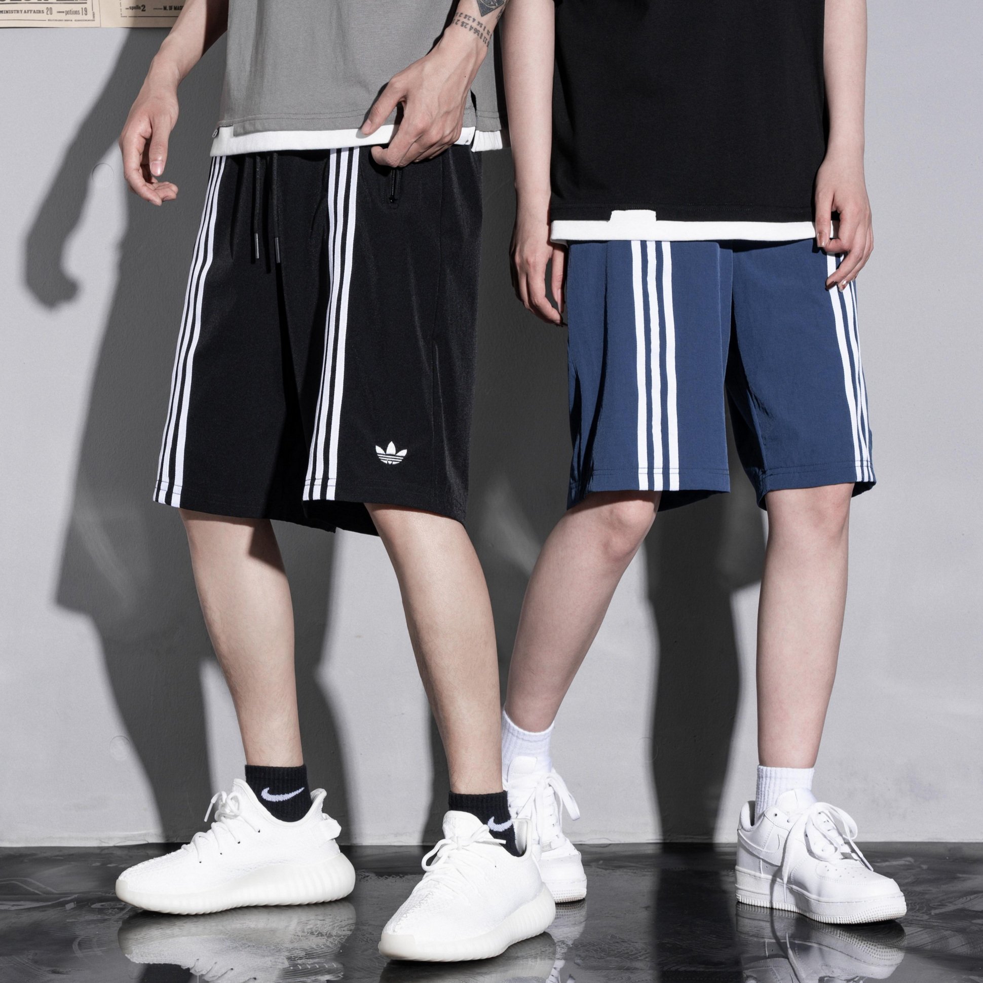 YLD6657#P: Adidasdas Embroidered Exercise Shorts for Couples, Custom Dry Sports Fabric, Adjustable Waist. - 图片 7
