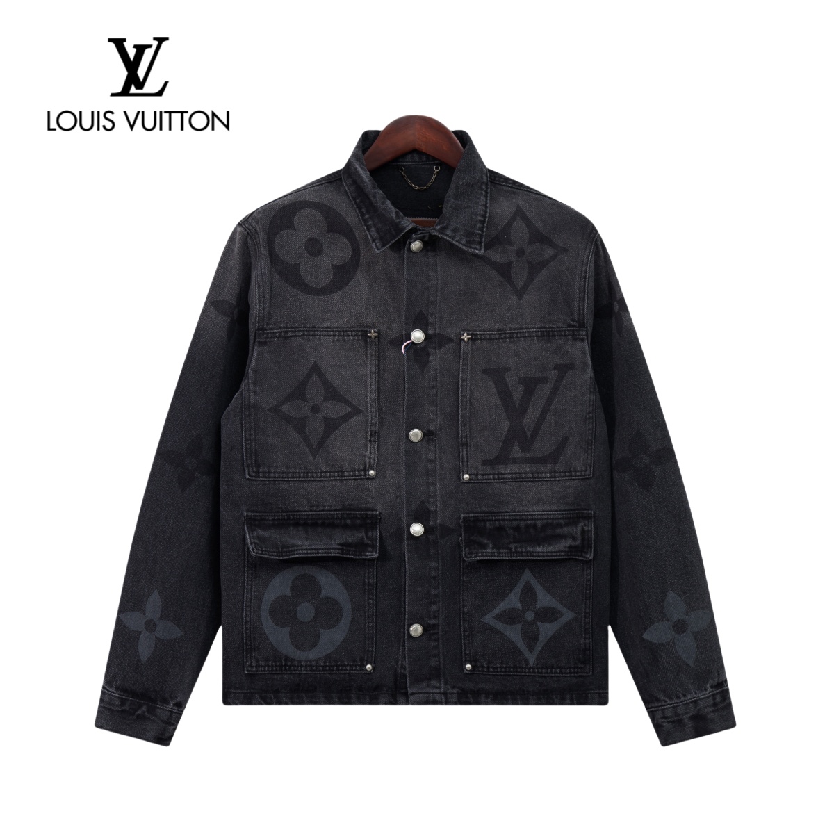 Louis Vuitton Clothing Coats & Jackets Black Grey Printing Denim Fall/Winter Collection Fashion Casual