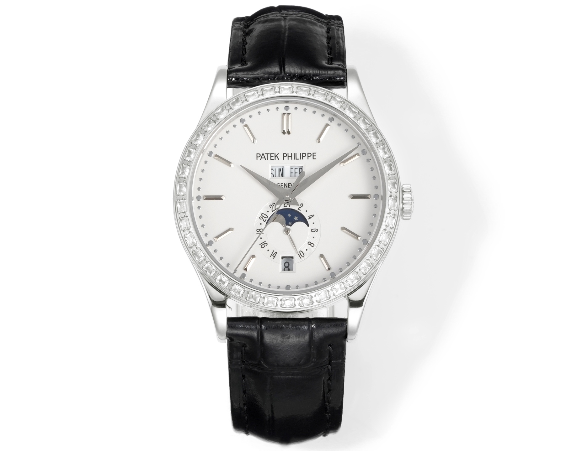 NO:336973,Unified New Patek Philippe Complex Function Timepiece Swarovski Diamond Edition The perfect fusion of 38mm exquisiteness and skills The Patek Philippe Complex Function Timepiece 38mm watch redefines the exquisite aesthetics of high-end watchmaking with elegant size and excellent craftsmanship. The 38mm case diameter is not only suitable for the wear needs of modern gentlemen, but also retains the elegant temperament of a classic watch. The case is made of nano-electroplating rose gold or platinum, with smooth lines and exquisite details showing ingenuity. This watch is equipped with a complex functional movement independently developed by Patek Philippe, integrating date display, moon phase, chronograph and other functions, showing the brand's extraordinary accomplishments in the field of complex functions. The dial layout is clear and harmonious, and matched with exquisite hands and scales, each detail highlights Patek Philippe's pursuit of perfection.  Whether it is business occasions or daily wear, Patek Philippe's complex function timepiece can become an elegant landscape on the wrist. It is not only a watch, but also a work that inherits the art of time, carrying Patek Philippe's commitment to excellence and eternity. Patek Philippe - treasured for the next generation.,,patek philippe19860909统一 新品百达翡丽复杂功能时计施华洛方钻版 38mm精致与技艺的完美融合 百达翡丽复杂功能时计38mm腕表,以优雅的尺寸与卓越的工艺,重新定义了高级制表的精致美学.38毫米的表壳直径,既适合现代绅士的佩戴需求,又保留了经典腕表的优雅气质.表壳采用纳米电镀玫瑰金或白金打造,线条流畅,细节处尽显匠心.  这款腕表搭载百达翡丽自主研发的复杂功能机芯,集日期显示、月相、计时等多项功能于一身,展现了品牌在复杂功能领域的非凡造诣.表盘布局清晰而和谐,搭配精致的指针与刻度,每一处细节都彰显着百达翡丽对完美的追求.  无论是商务场合还是日常佩戴,百达翡丽复杂功能时计都能成为腕间的一抹优雅风景.它不仅是一枚腕表,更是一件传承时间艺术的作品,承载着百达翡丽对卓越与永恒的承诺.  百达翡丽——为下一代珍藏.,,patek philippe,Watch