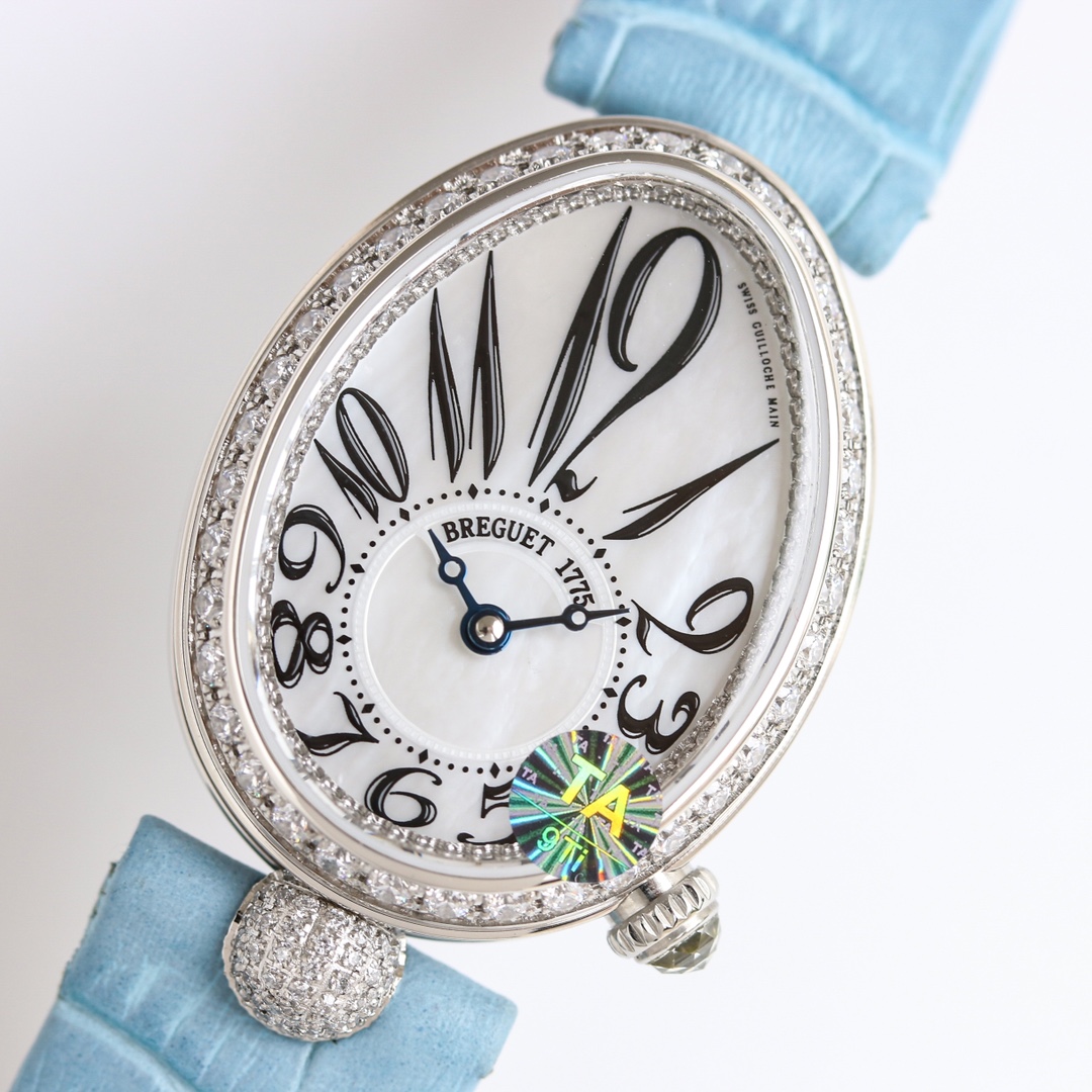 Breguet Reine de Naples Copiar
 Reloj Incrustados con diamantes Piel cocodrilo oveja Seda Correa piel