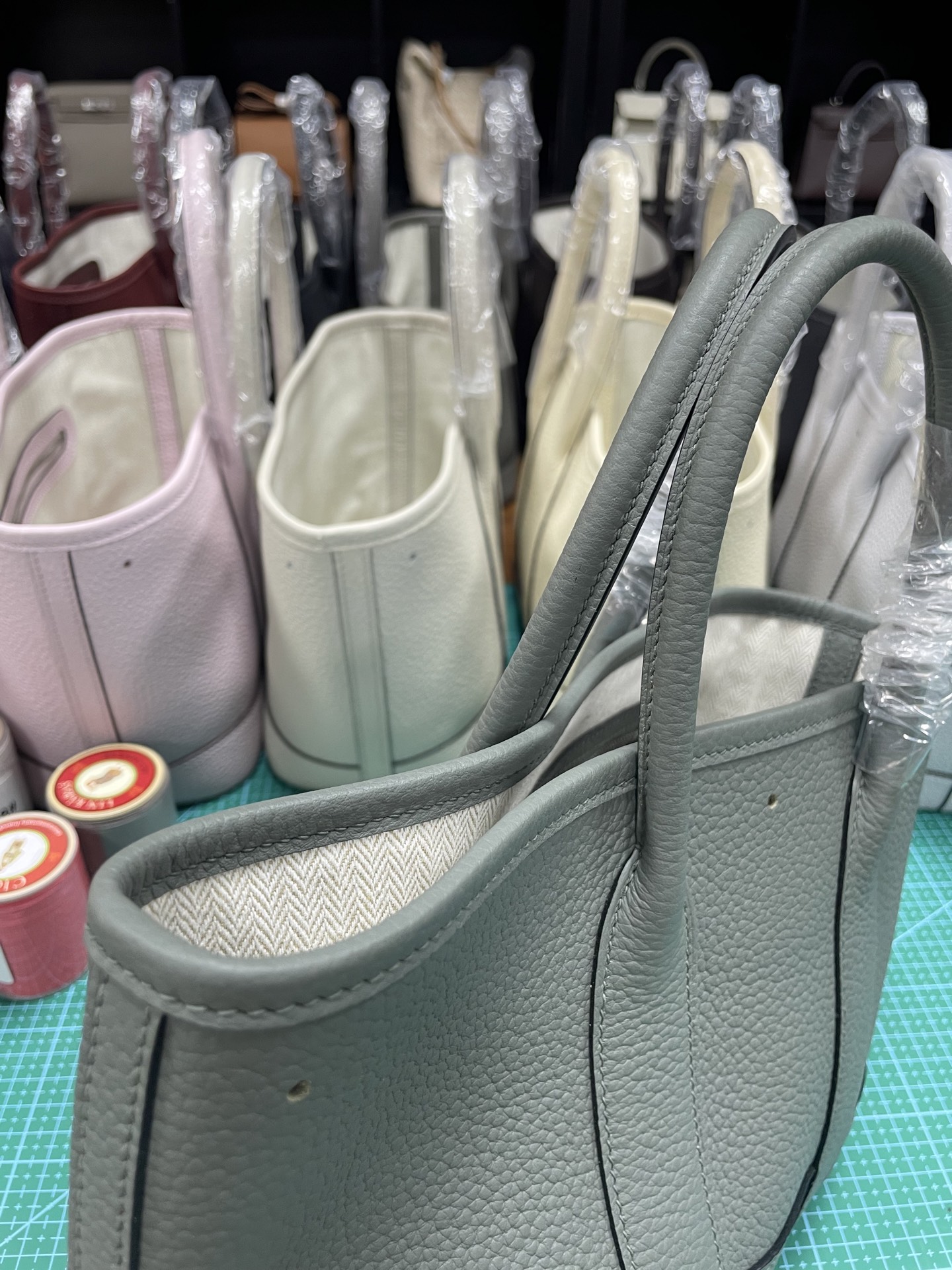Elegant Mini Garden Party Bag, Almond Green, Premium Leather Tote, 23cm 4 i1749285347507 5916 0 3