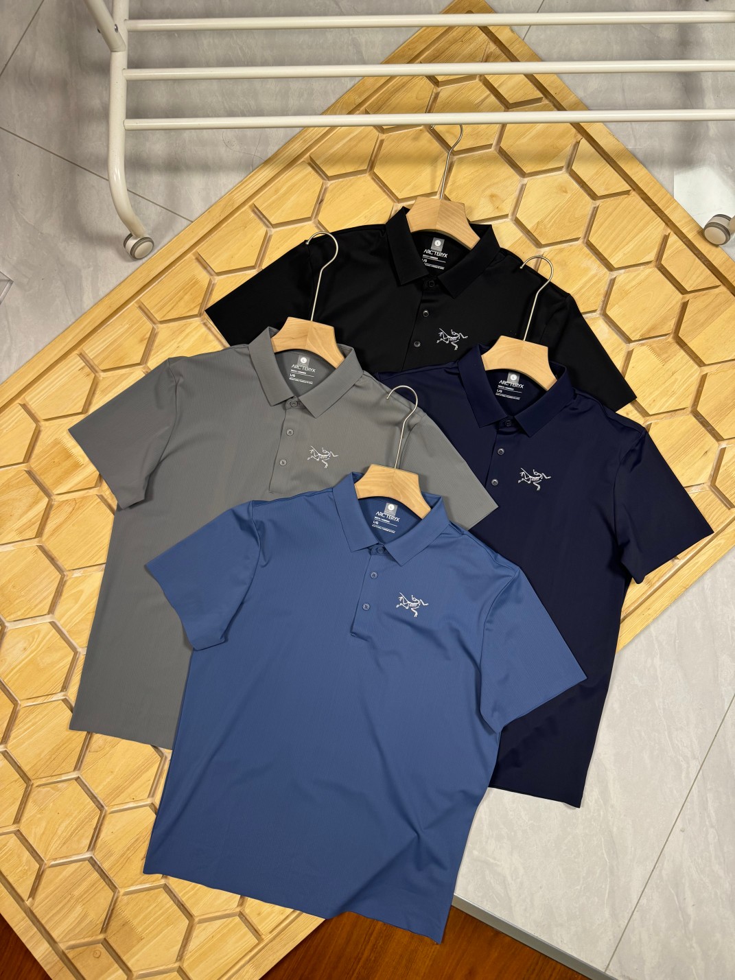 Arc’teryx Clothing Polo T-Shirt Black Blue Grey Embroidery Polyester Spandex Short Sleeve