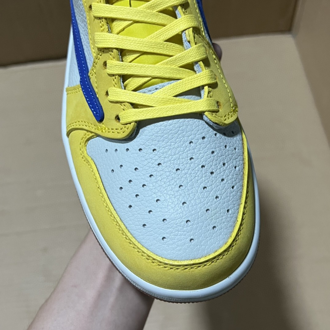 Air Jordan 1 Low Canary Yellow Blue Premium Leather Sneakers 4 a1751314129595 0303