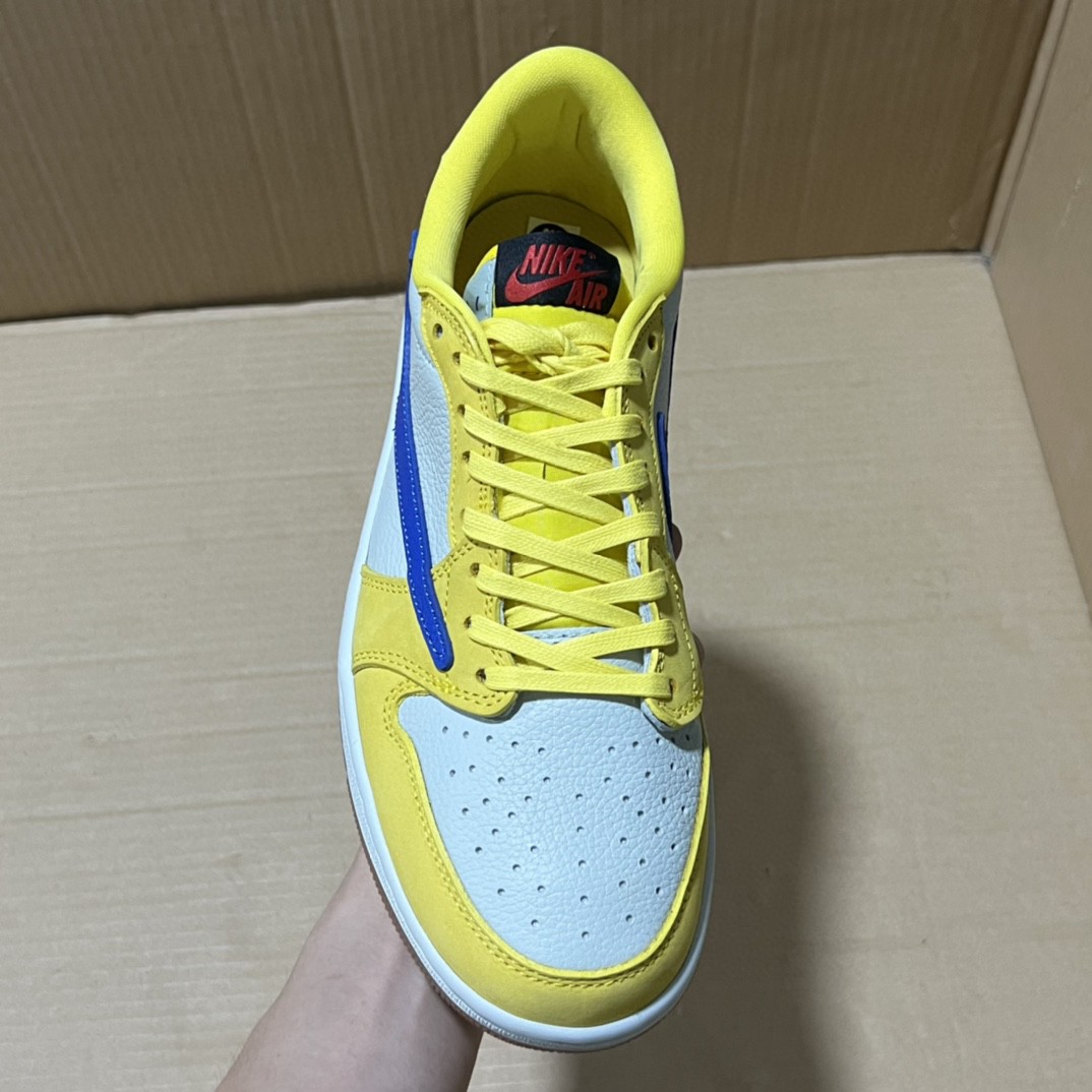 Air Jordan 1 Low Canary Yellow Blue Premium Leather Sneakers 2 a1751314129597 2058