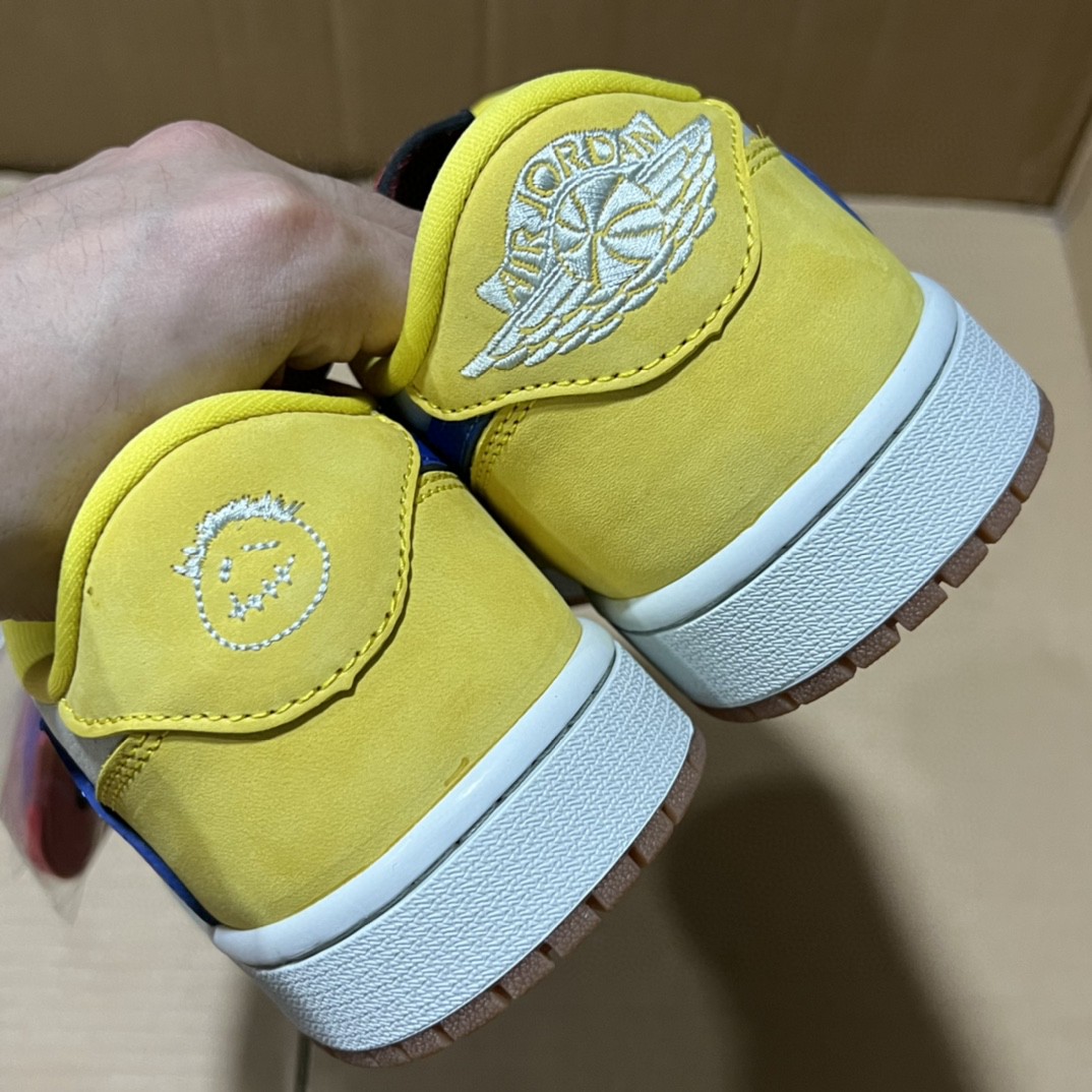 Air Jordan 1 Low Canary Yellow Blue Premium Leather Sneakers 7 a1751314130632 7515