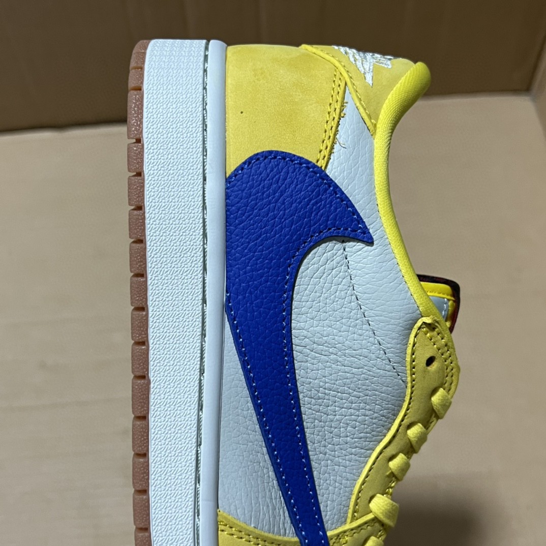 Air Jordan 1 Low Canary Yellow Blue Premium Leather Sneakers 6 a1751314130634 0101
