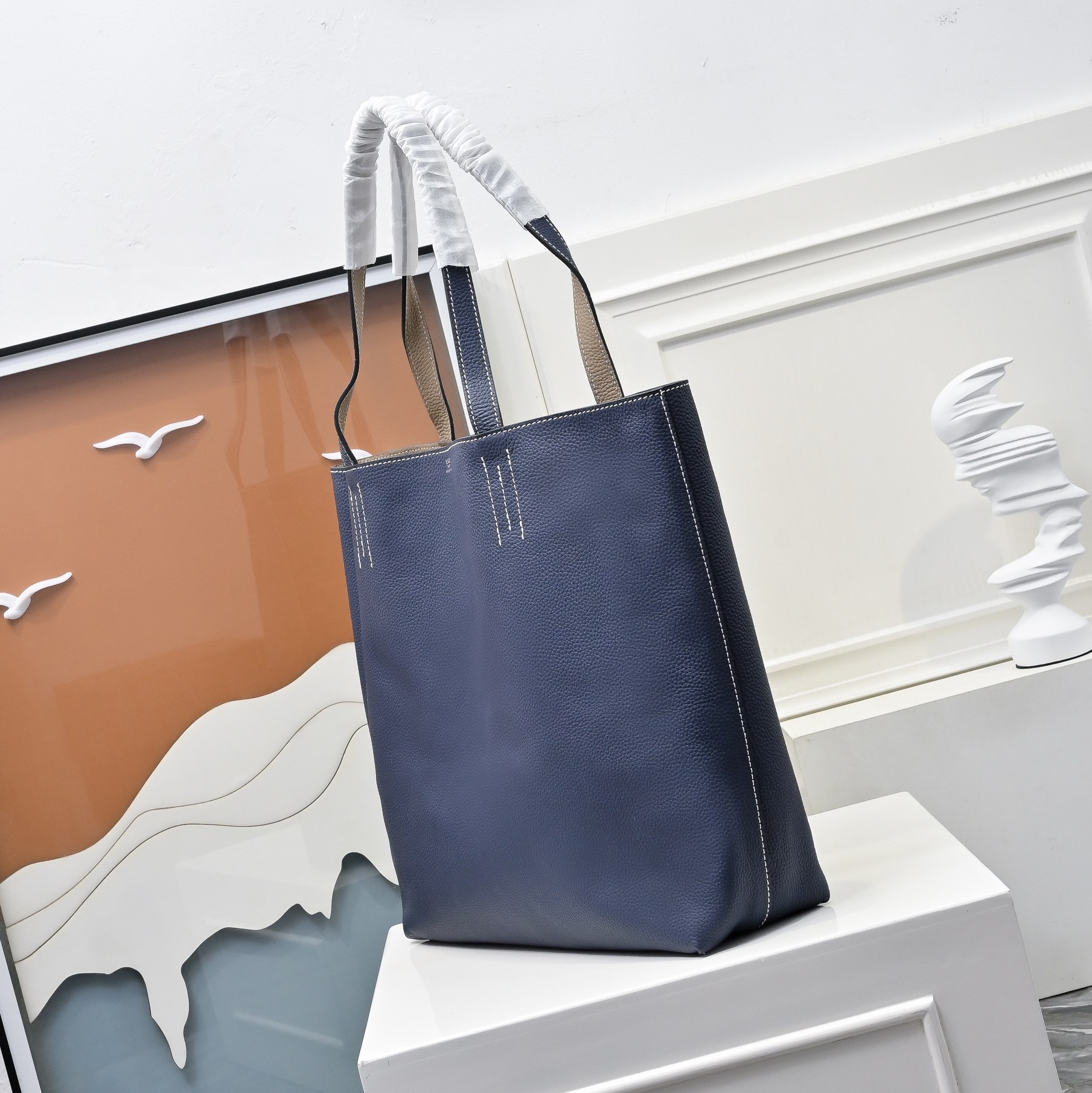 爱马仕（Hermès）奢华与永恒的设计 双面袋两面通用 简单低调 跟着心情换不一样的颜色🌈🌈🌈深蓝/大象灰