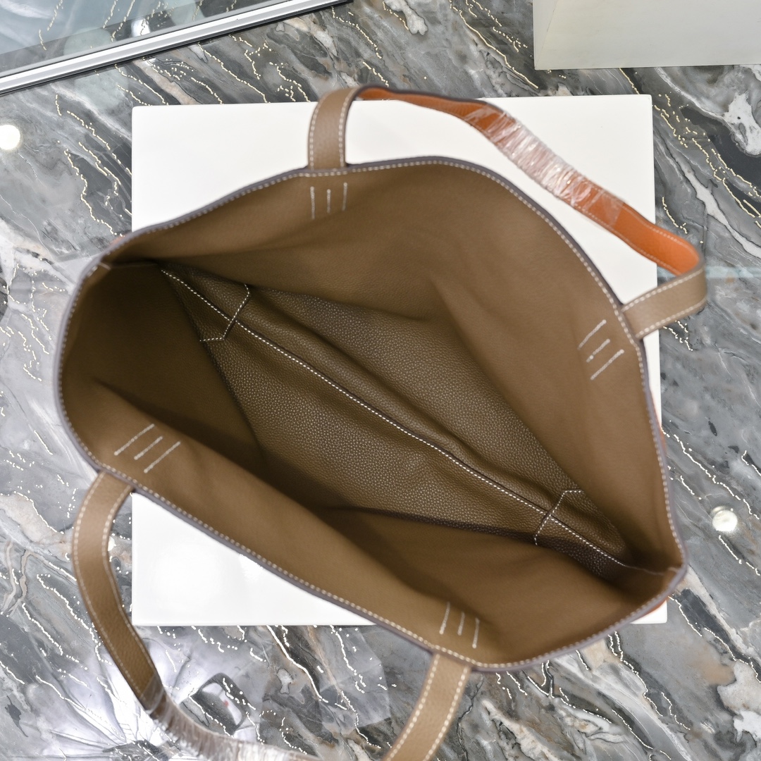 爱马仕（Hermès）奢华与永恒的设计 双面袋两面通用 简单低调 跟着心情换不一样的颜色🌈🌈🌈金棕/大象灰