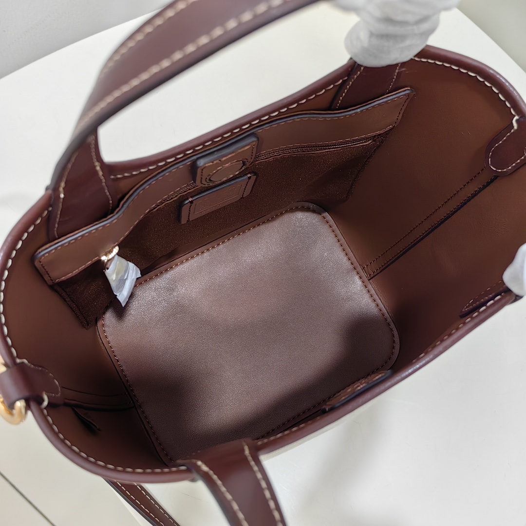 Coach ～￼Coach 蔻驰CR169 Hanna系列最新款水桶包 形似水桶又似菜篮子 牛皮配帆布材质