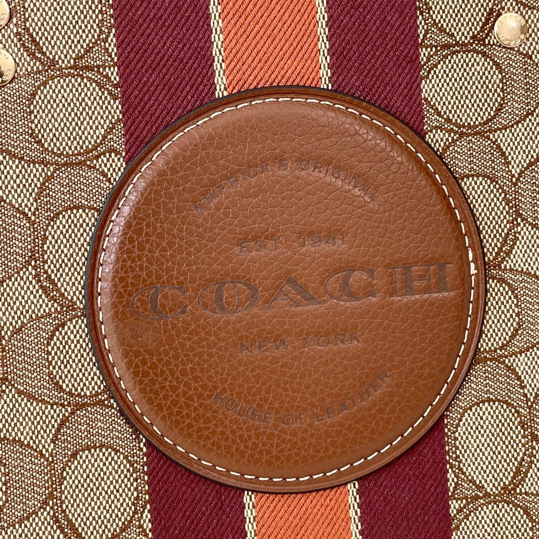 Coach 中秋特价清300 纯原蔻驰8417 条纹和COACH贴饰DEMPSEY 22号托特包