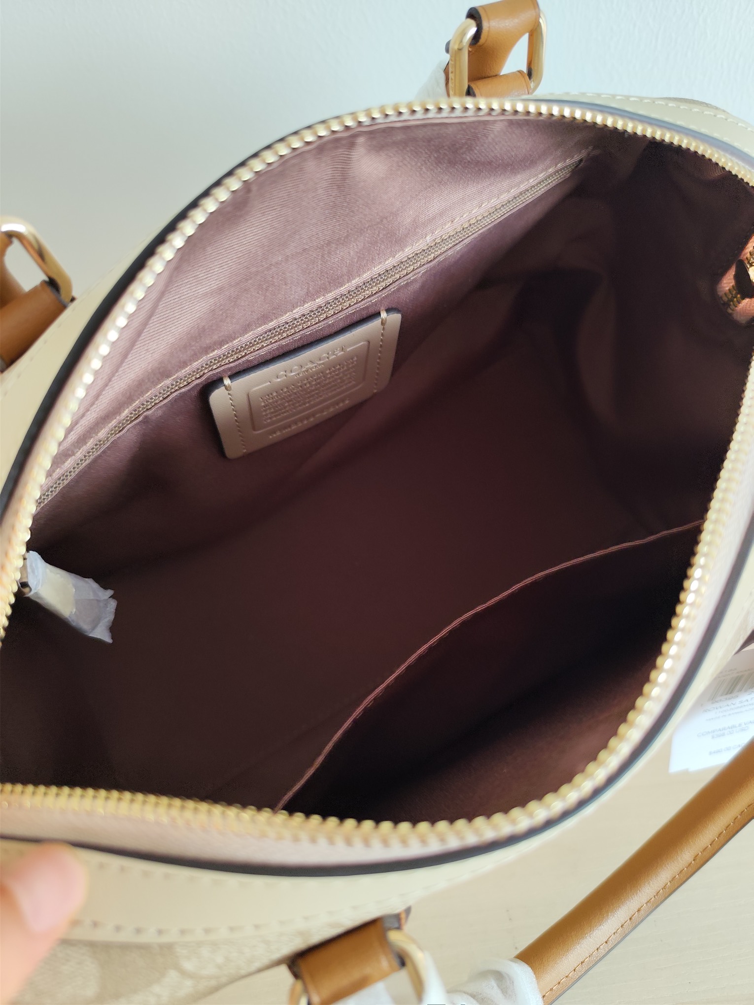 Coach ～纯原coach蔻驰CS185 rowan系列新款配色 焦糖奶茶双拼大号波士顿 枕头包