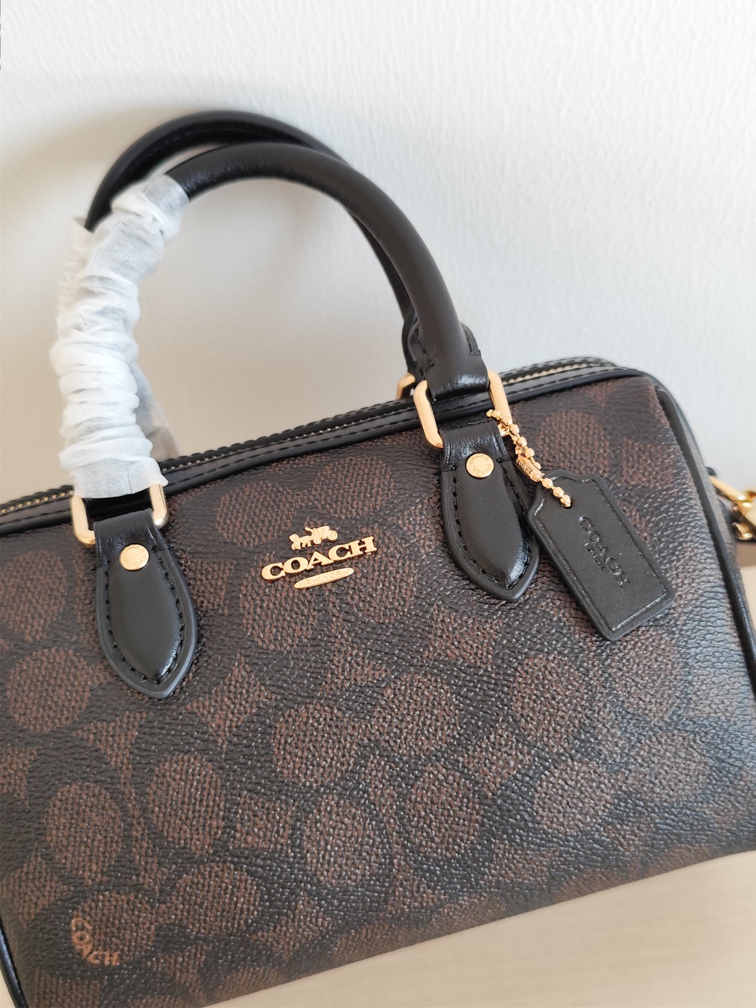 Coach 纯 COACH 蔻驰 MINI ROWAN CW329女士单肩斜挎手提包波士顿包