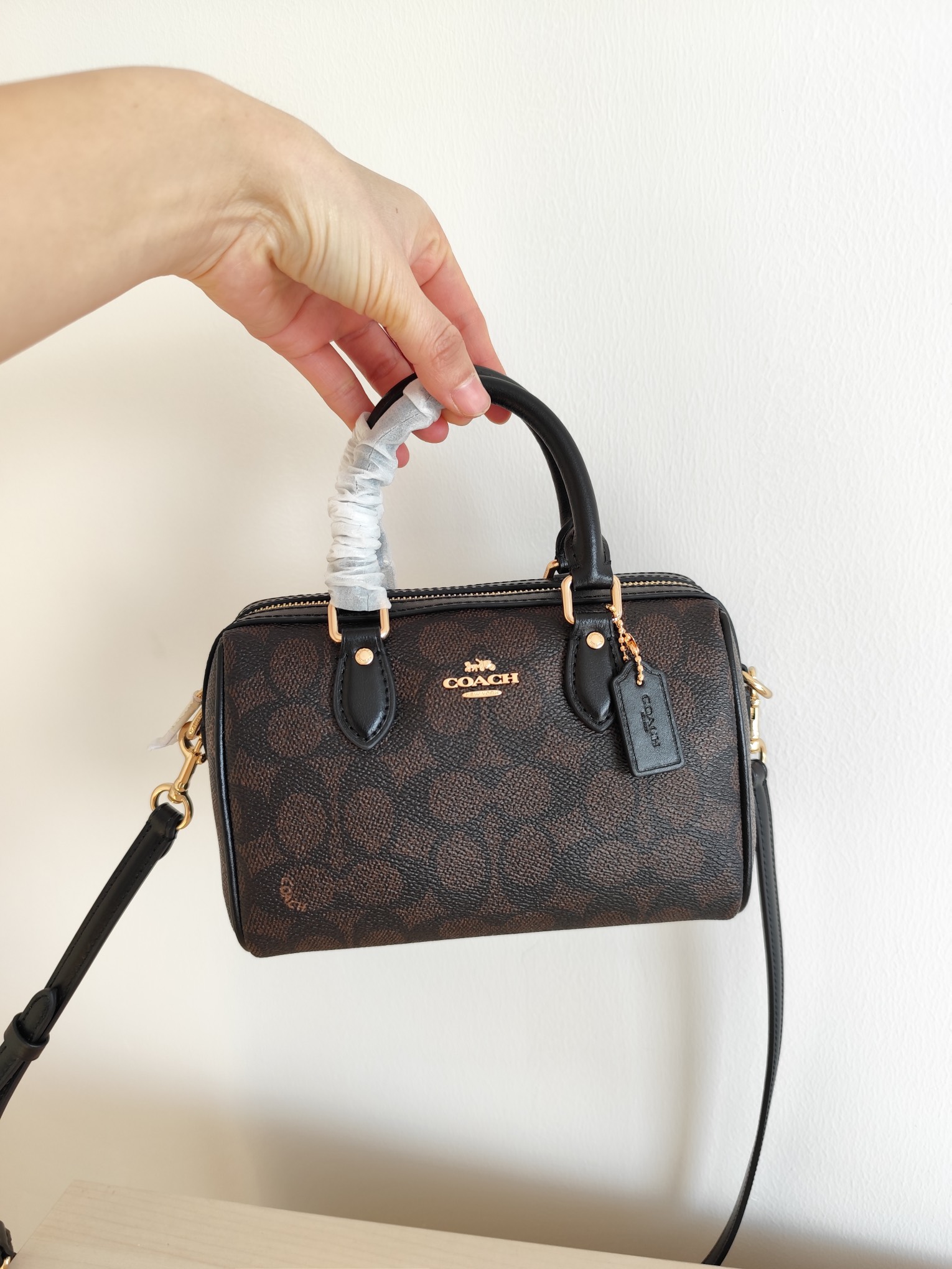Coach 纯 COACH 蔻驰 MINI ROWAN CW329女士单肩斜挎手提包波士顿包