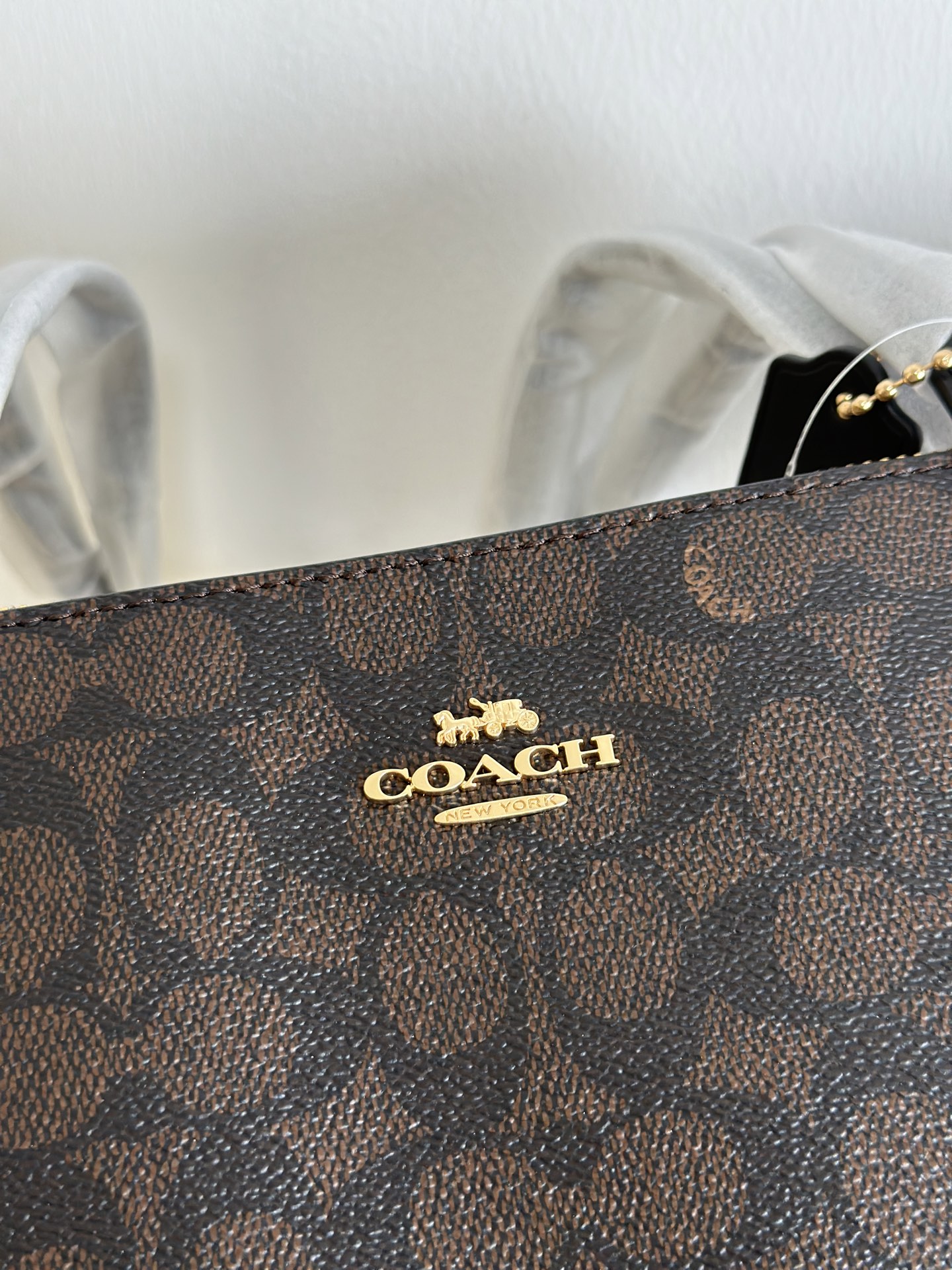 Coach ～黑咖色细节纯原 COACH 蔻驰CBT20 Zip top Tote 30新款拉链托特