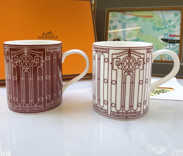 Hermes H Deco Rouge Mugs Set of 2, Parisian Tea Set, 300ml