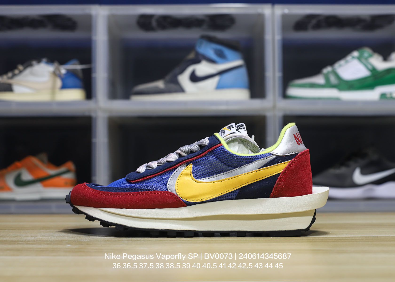 Nike/耐克 正确3D打印效果重影钩子,中底嵌入超轻发泡EVA缓震材质,双层进口无味切片打磨组合鞋底❗重磅来袭,日式解构美学联名Sacai x Nike Pegasus Vaporfly SP改良华夫马拉松解构设计前卫变形三层底休闲慢跑鞋 BV0073 类型:男女鞋 编码:240614345.687