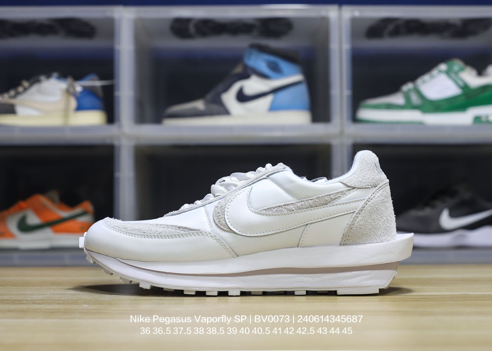 Nike/耐克 正确3D打印效果重影钩子,中底嵌入超轻发泡EVA缓震材质,双层进口无味切片打磨组合鞋底❗重磅来袭,日式解构美学联名Sacai x Nike Pegasus Vaporfly SP改良华夫马拉松解构设计前卫变形三层底休闲慢跑鞋 BV0073 类型:男女鞋 编码:240614345.687