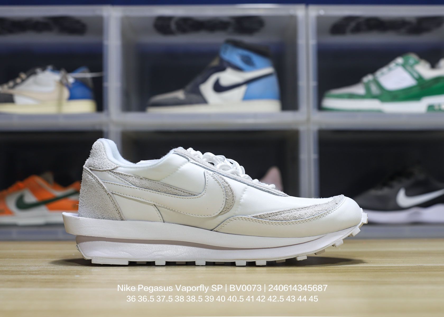 Nike/耐克 正确3D打印效果重影钩子,中底嵌入超轻发泡EVA缓震材质,双层进口无味切片打磨组合鞋底❗重磅来袭,日式解构美学联名Sacai x Nike Pegasus Vaporfly SP改良华夫马拉松解构设计前卫变形三层底休闲慢跑鞋 BV0073 类型:男女鞋 编码:240614345.687