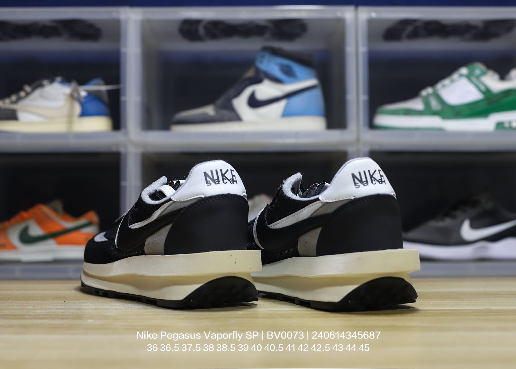 Nike/耐克 正确3D打印效果重影钩子,中底嵌入超轻发泡EVA缓震材质,双层进口无味切片打磨组合鞋底❗重磅来袭,日式解构美学联名Sacai x Nike Pegasus Vaporfly SP改良华夫马拉松解构设计前卫变形三层底休闲慢跑鞋 BV0073 类型:男女鞋 编码:240614345.687