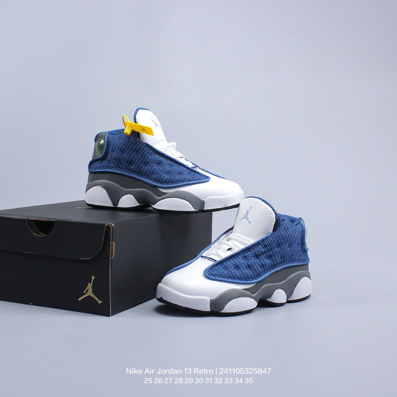 图片[9]-Jordan/乔丹 中大童学生的潮流童鞋❗️潮爹潮妈追寻的单品🎁采用贴膜牛培皮革鞋面材质，中底钢印及缜密拉帮效果❗️耐克乔丹Nike Air Jordan 13 Retro 乔丹中帮复古休闲文化篮球鞋\” 类型：童鞋 尺码：25 26 27 28 29 30 31 32 33 34 35-选品中心