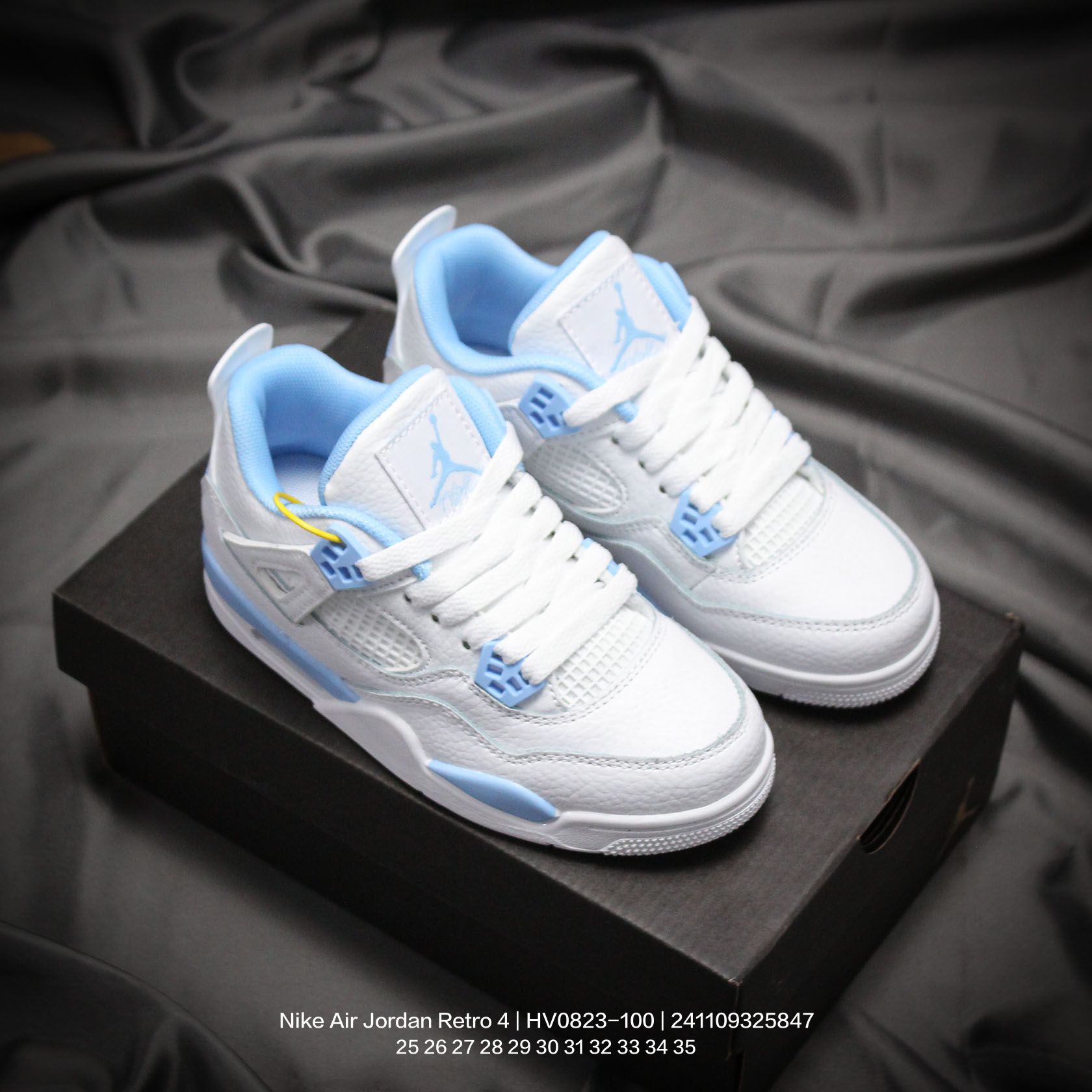 图片[9]-Jordan/乔丹 中大童学生的潮流童鞋❗️潮爹潮妈追寻的单品🎁采用贴膜牛培皮革鞋面材质，中底钢印及缜密拉帮效果❗️耐克乔丹Nike Air Jordan Retro 4乔丹AJ4代中帮复古休闲文化篮球鞋\” HV0823-100 类型：童鞋 尺码：25 26 27 28 29 30 31 32 33 34 35-选品中心