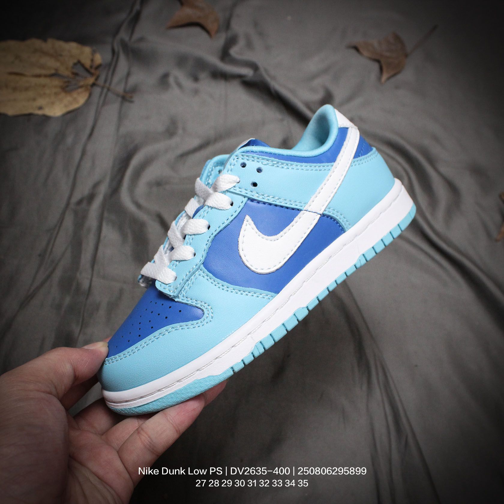 图片[3]-Nike/耐克 童鞋版本上线👣你家有个fashion宝贝!!真标半码制，采用粒面牛剖革革鞋面材质，鞋垫嵌入缓震EVA去臭物料，外置耐磨橡胶大底❗️蓝色「芬达」有点独特，耐克Nike Dunk Low PS\”Argon\”扣篮系列中大童低帮休闲运动滑板板鞋“经典白蓝 DV2635-400 类型：童鞋 尺码：27 28 29 30 31 32 33 34 35-选品中心