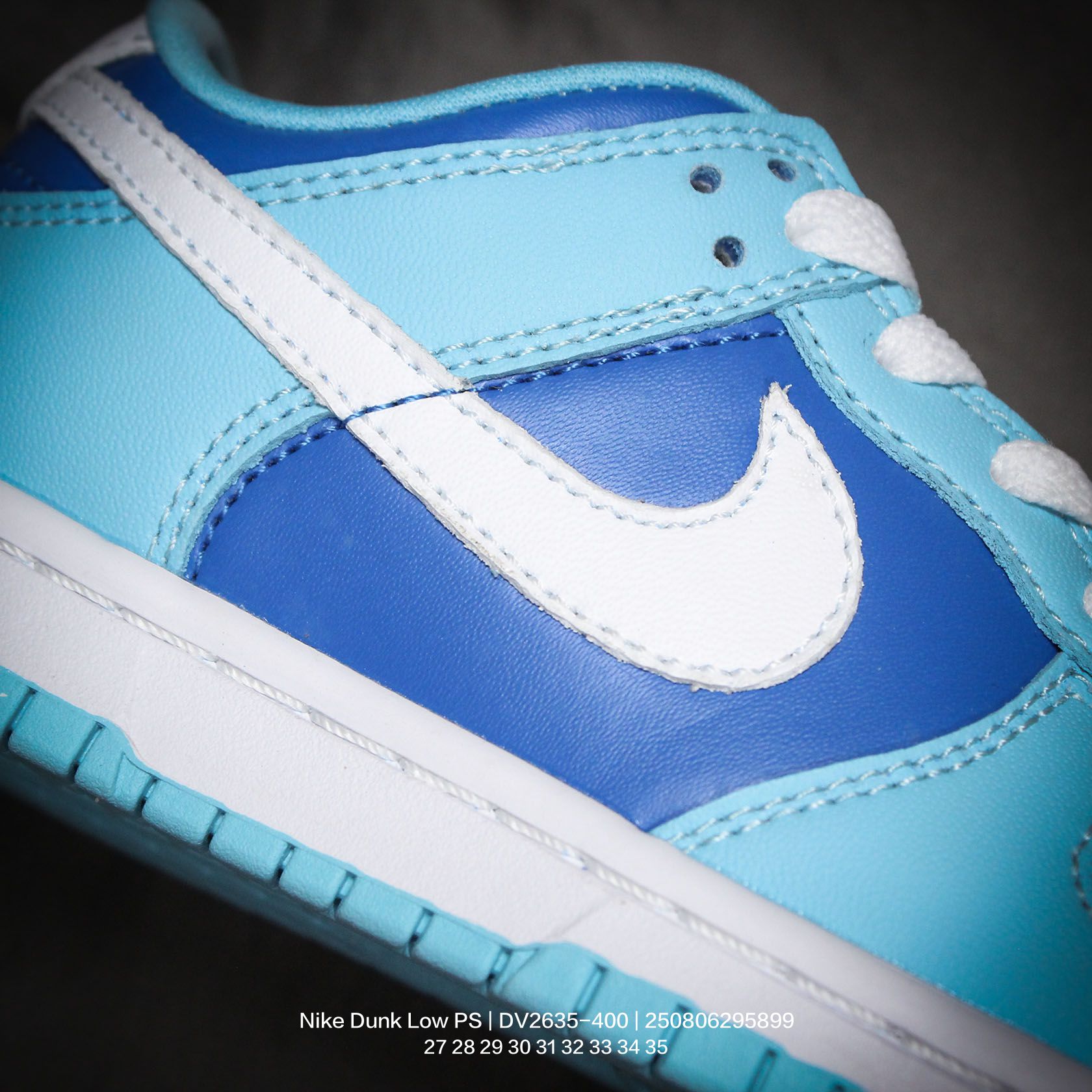 图片[6]-Nike/耐克 童鞋版本上线👣你家有个fashion宝贝!!真标半码制，采用粒面牛剖革革鞋面材质，鞋垫嵌入缓震EVA去臭物料，外置耐磨橡胶大底❗️蓝色「芬达」有点独特，耐克Nike Dunk Low PS\”Argon\”扣篮系列中大童低帮休闲运动滑板板鞋“经典白蓝 DV2635-400 类型：童鞋 尺码：27 28 29 30 31 32 33 34 35-选品中心