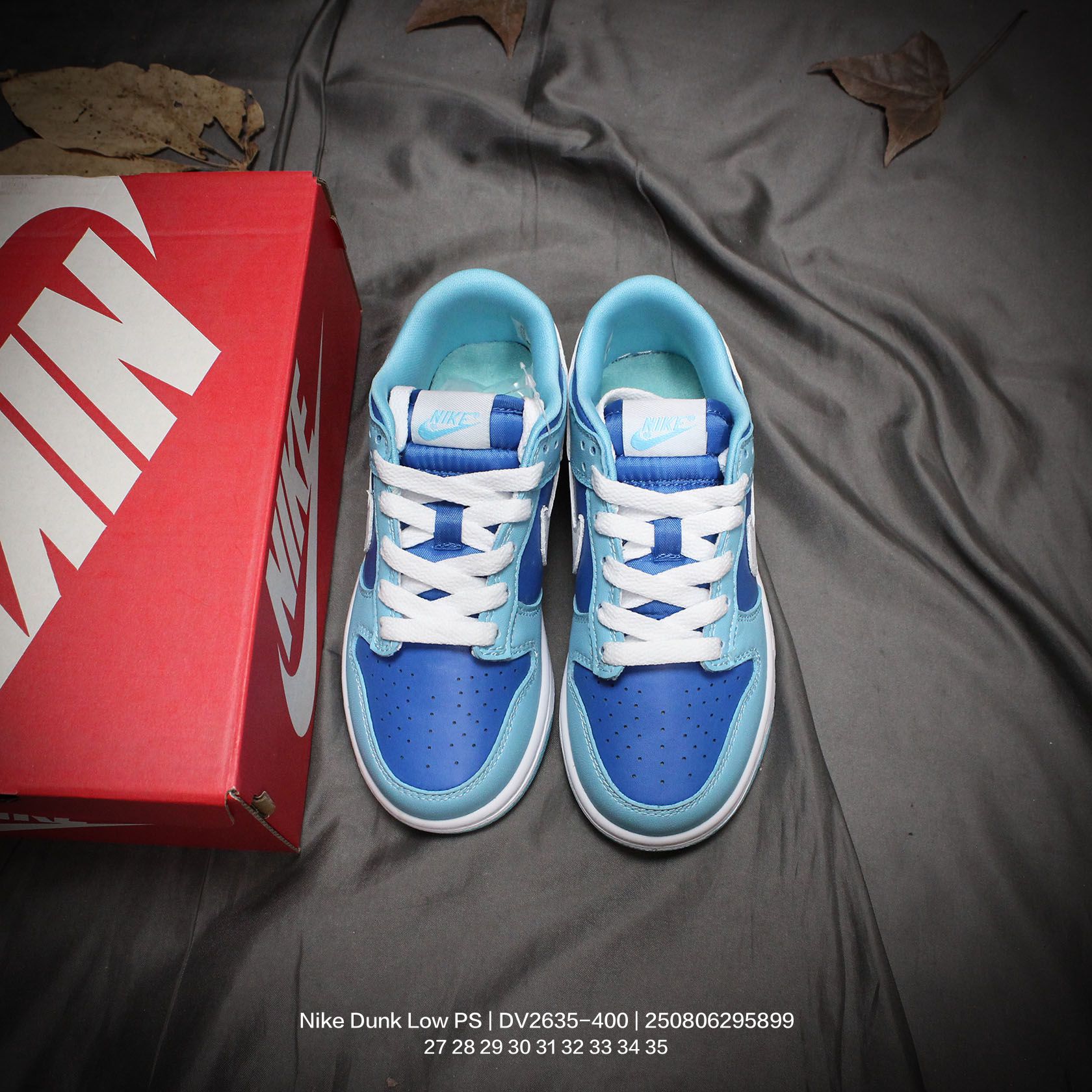 图片[8]-Nike/耐克 童鞋版本上线👣你家有个fashion宝贝!!真标半码制，采用粒面牛剖革革鞋面材质，鞋垫嵌入缓震EVA去臭物料，外置耐磨橡胶大底❗️蓝色「芬达」有点独特，耐克Nike Dunk Low PS\”Argon\”扣篮系列中大童低帮休闲运动滑板板鞋“经典白蓝 DV2635-400 类型：童鞋 尺码：27 28 29 30 31 32 33 34 35-选品中心