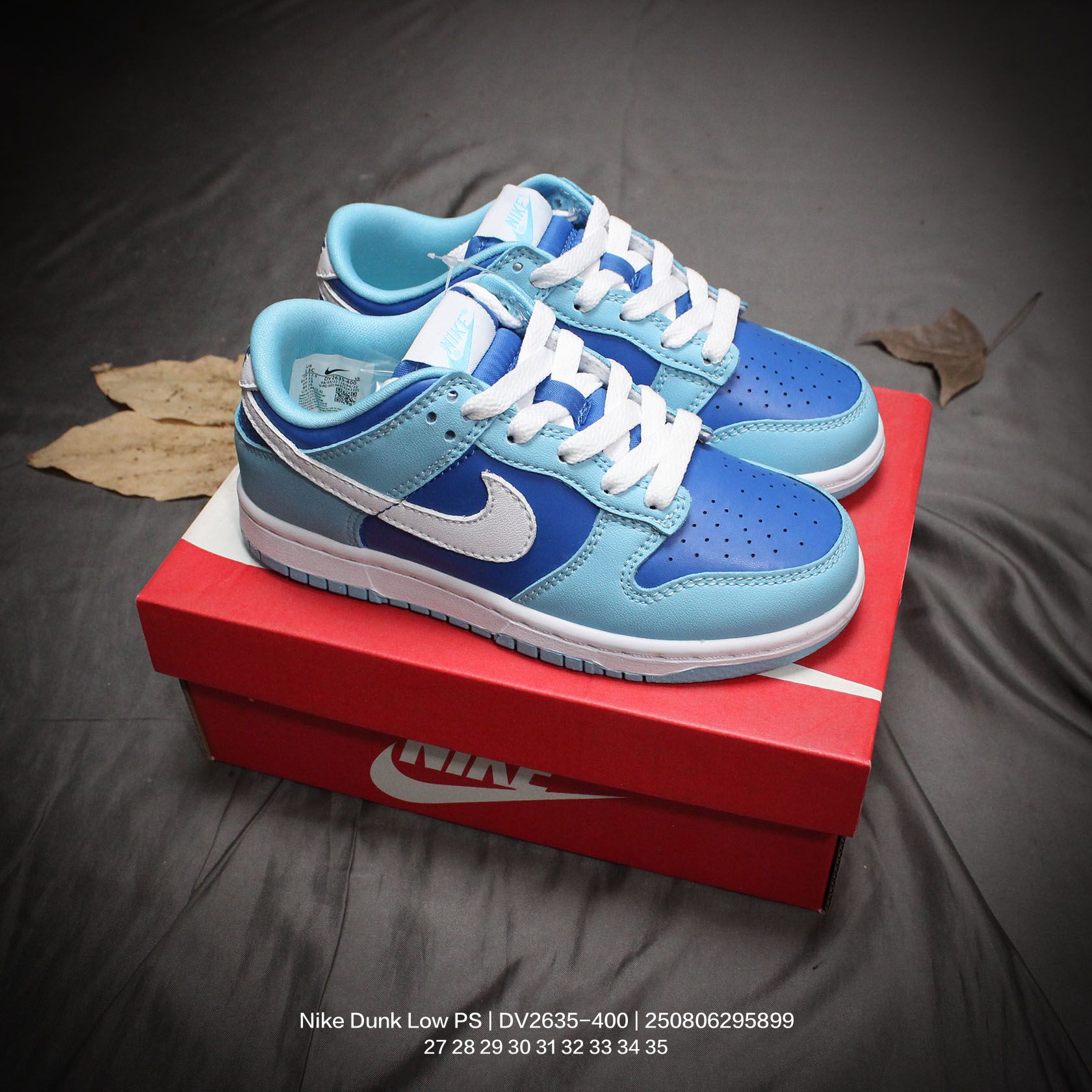 🈴 Nike/耐克 童鞋版本上线👣你家有个fashion宝贝!!真标半码制，采用粒面牛剖革革鞋面材质，鞋垫嵌入缓震EVA去臭物料，外置耐磨橡胶大底❗️蓝色「芬达」有点独特，耐克Nike Dunk Low PS\