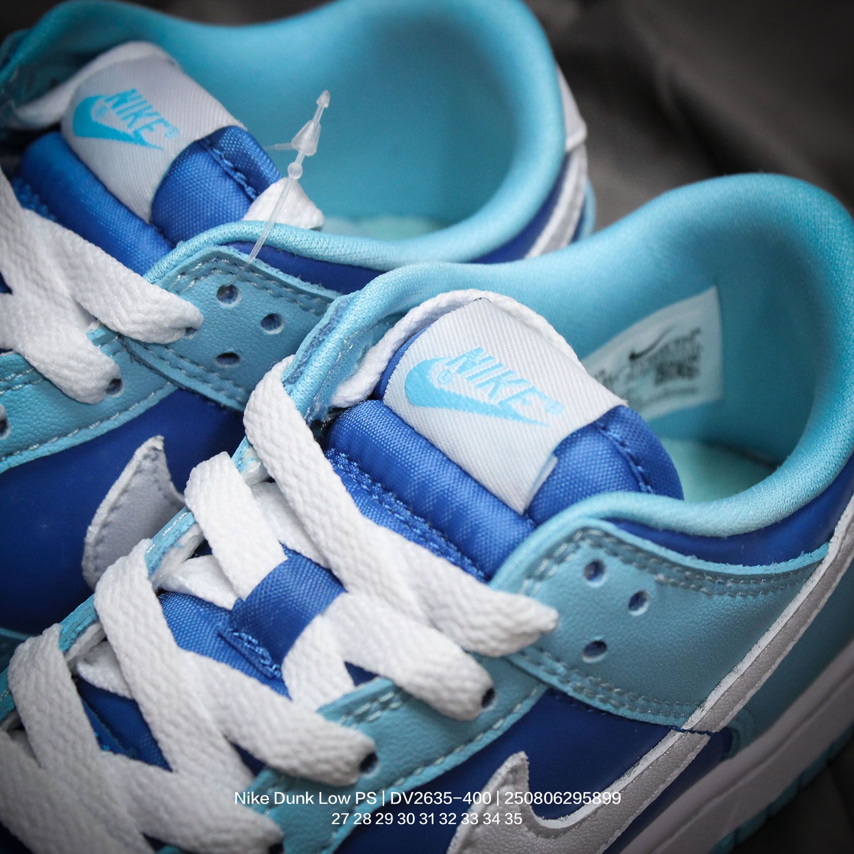 图片[7]-Nike/耐克 童鞋版本上线👣你家有个fashion宝贝!!真标半码制，采用粒面牛剖革革鞋面材质，鞋垫嵌入缓震EVA去臭物料，外置耐磨橡胶大底❗️蓝色「芬达」有点独特，耐克Nike Dunk Low PS\”Argon\”扣篮系列中大童低帮休闲运动滑板板鞋“经典白蓝 DV2635-400 类型：童鞋 尺码：27 28 29 30 31 32 33 34 35-选品中心