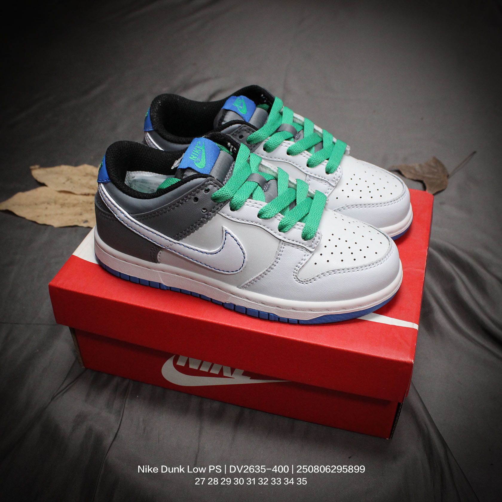 图片[4]-🈴 Nike/耐克 童鞋版本上线👣你家有个fashion宝贝!!真标半码制，采用粒面牛剖革革鞋面材质，鞋垫嵌入缓震EVA去臭物料，外置耐磨橡胶大底❗️蓝色「芬达」有点独特，耐克Nike Dunk Low PS\”Argon\”扣篮系列中大童低帮休闲运动滑板板鞋“经典白蓝 DV2635-400 类型：童鞋 尺码：27 28 29 30 31 32 33 34 35-选品中心