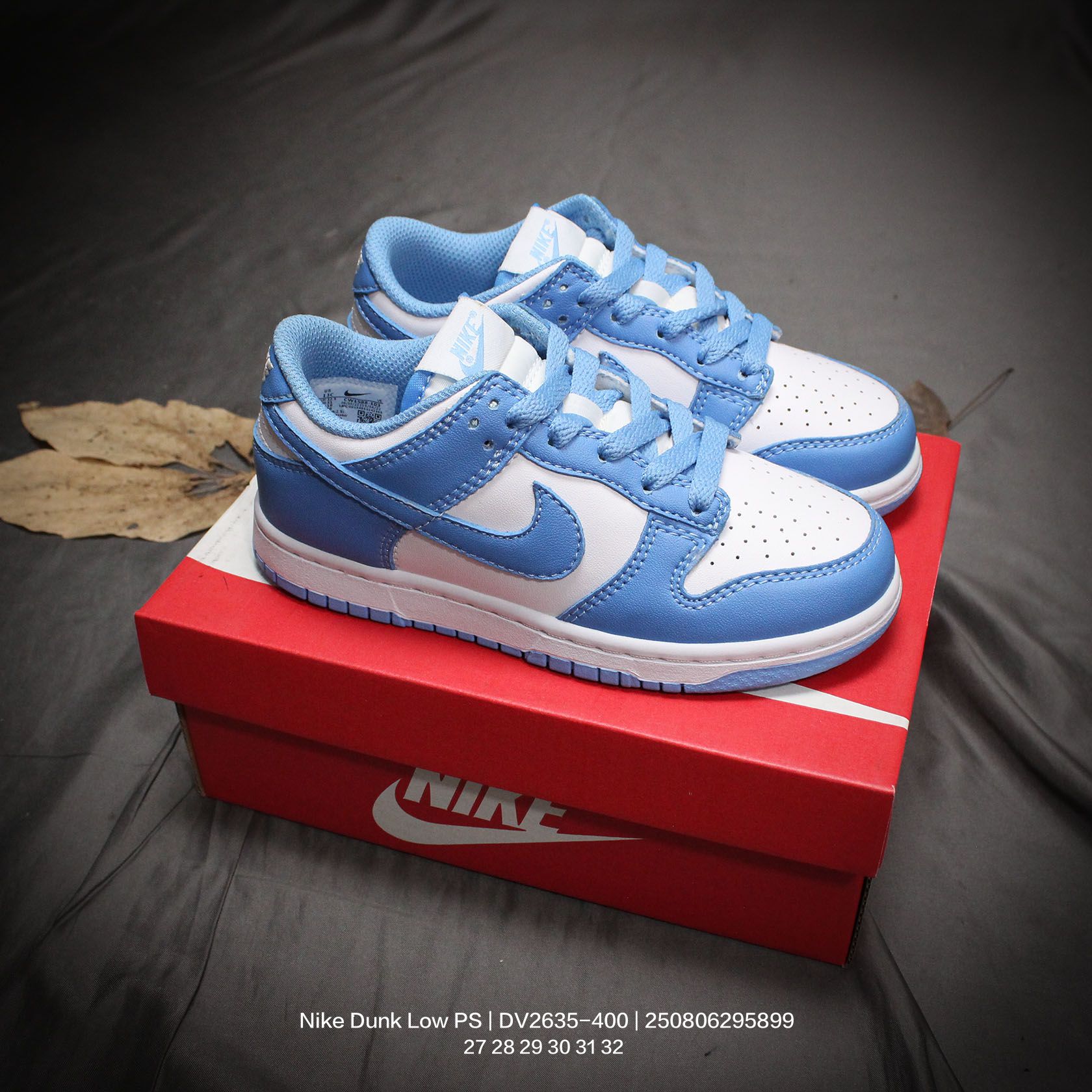 图片[8]-🈴 Nike/耐克 童鞋版本上线👣你家有个fashion宝贝!!真标半码制，采用粒面牛剖革革鞋面材质，鞋垫嵌入缓震EVA去臭物料，外置耐磨橡胶大底❗️蓝色「芬达」有点独特，耐克Nike Dunk Low PS\”Argon\”扣篮系列中大童低帮休闲运动滑板板鞋“经典白蓝 DV2635-400 类型：童鞋 尺码：27 28 29 30 31 32 33 34 35-选品中心