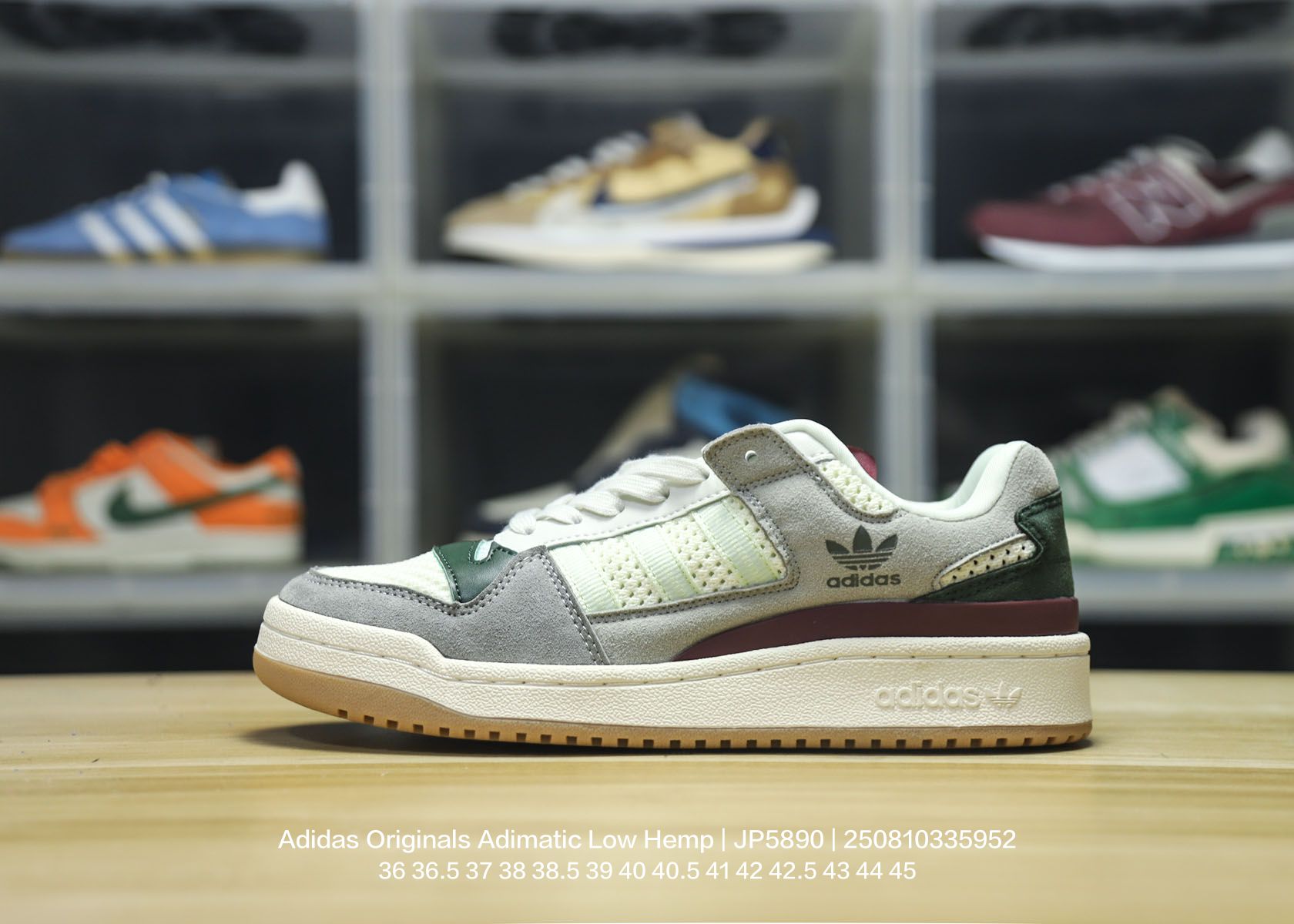 🈴💰120
Adidas/阿迪达斯 男女鞋真标半码制，原楦原纸版数据开发，采用翻毛皮革鞋面材质，耐磨橡胶大底❗超火的阿迪达斯「鲨鱼面包鞋」新联名开启,中底造型有点酷！阿迪达斯Adidas Originals Adimatic Low Hemp"Wonder Silver Gum"马蒂奇系列低帮复古鲨鱼面包休闲运动休闲滑板板鞋 JP5900

类型：男女鞋
码数：36 36.5 37 38 38.5 39 40 40.5 41 42 42.5 43 44 45
编码：250810335.952