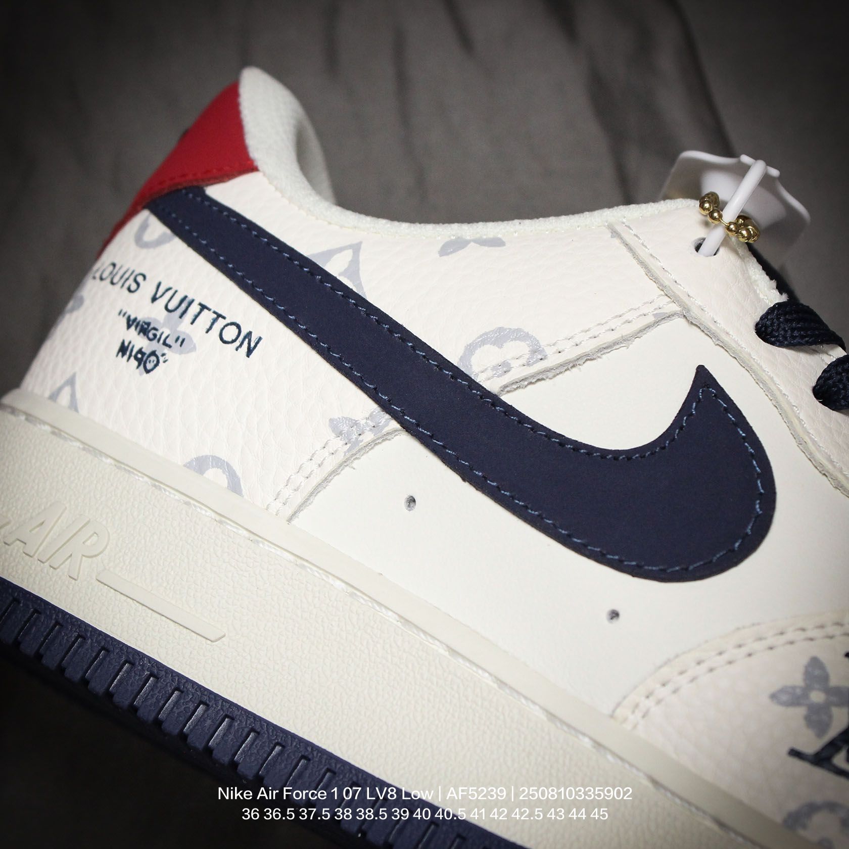 Nike/耐克 男女鞋真标半码制,原楦开发版型,采用硬质牛剖革组合猪巴革鞋面材质,外置厚实耐磨橡胶大底❗创意定制配色,法国顶级高奢品牌·路易威登Louis Vuitton x Nike Air Force 1 07 LV8 Low"Gloomy Bear/LV Monogram"空军一号经典百搭休闲运动板鞋“ AF5239 类型:男女鞋 编码:250810335.902