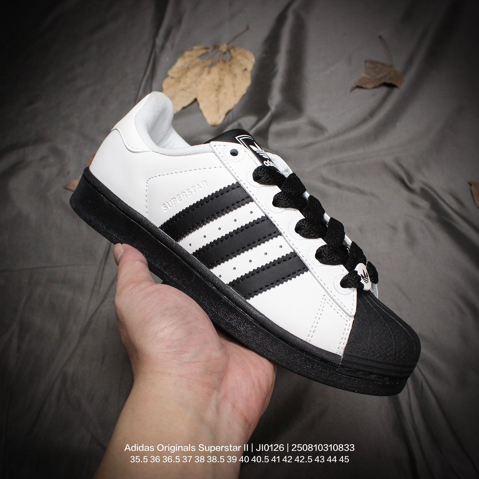 Adidas/阿迪达斯 男女鞋真标半码制,升级原楦原纸版开发,采用硬质粒面牛剖革鞋面材质,2020改良全包围鞋垫,正确2020版鞋底模具及扇贝头盖片❗阿迪达斯/三叶草Adidas Originals Superstar II"Black White"经典贝壳头系列低帮百搭休闲运动板鞋“皮革新黑白 JI0126 类型:男女鞋 编码:250810310.833