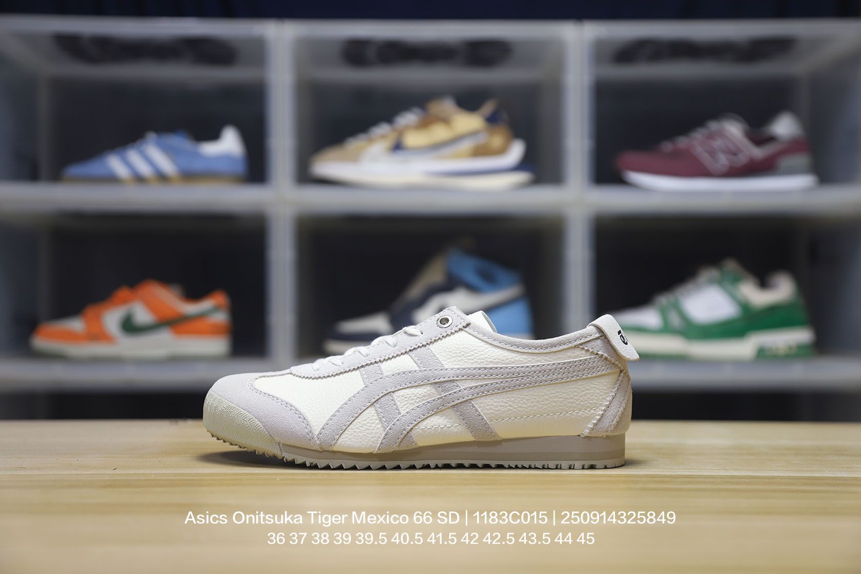 💰110
Asics/亚瑟士 男女鞋半码制，原楦原纸版开发，采用软质粒面牛剖革组合翻毛皮饰条鞋面材质，内嵌OrthoLite(欧索莱)透气吸汗鞋垫贴，搭载定型中底纸板及钢印效果，外置环保切片组合RB防滑耐磨橡胶外底❗️升级演绎融合经典，日产经典老牌-鬼塚虎/Onitsuka Tiger Mexico 66 SD 墨西哥升级版系列低帮复古经典虎爪百搭休闲皮革慢跑鞋 1183C015

类型：男女鞋
码数：36 37 38 39 39.5 40.5 41.5 42 42.5 43.5 44 45
编码：250914325.849