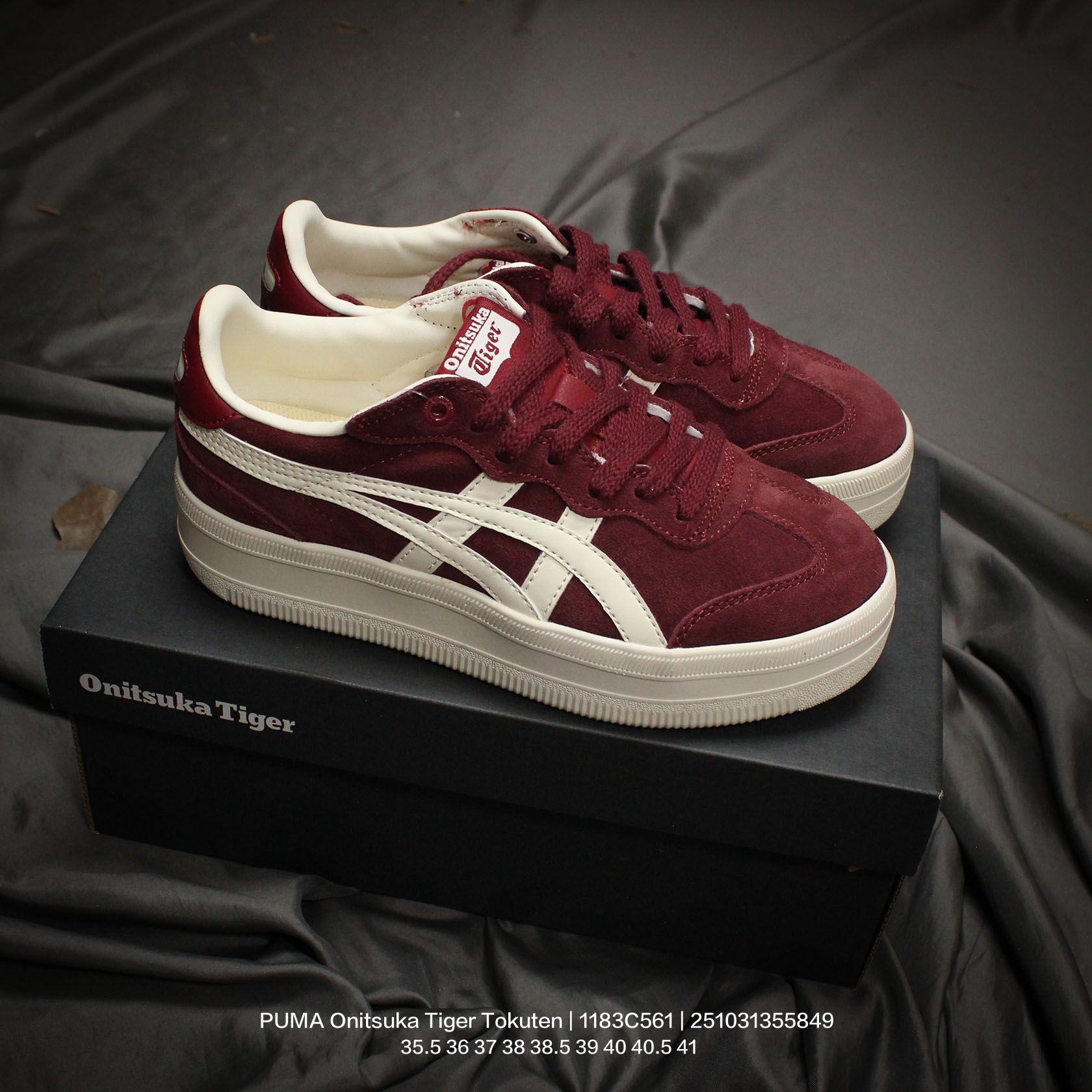 🈴💰140
亚瑟士 男女鞋真标半码制,升级原楦原纸版开发,采用荔枝纹牛剖革鞋面材质,外置耐磨耐弯折RB大底❗️鬼塚虎新款德训鞋!鬼塚虎新款德训鞋!日产经典老牌-鬼塚虎/Onitsuka Tiger Tokuten 得分系列低帮厚底复古德训风休闲运动板鞋 1183C561
类型:男女鞋
码数: 35.5 36 37 38 38.5 39 40 40.5 41
编码:251031355.849