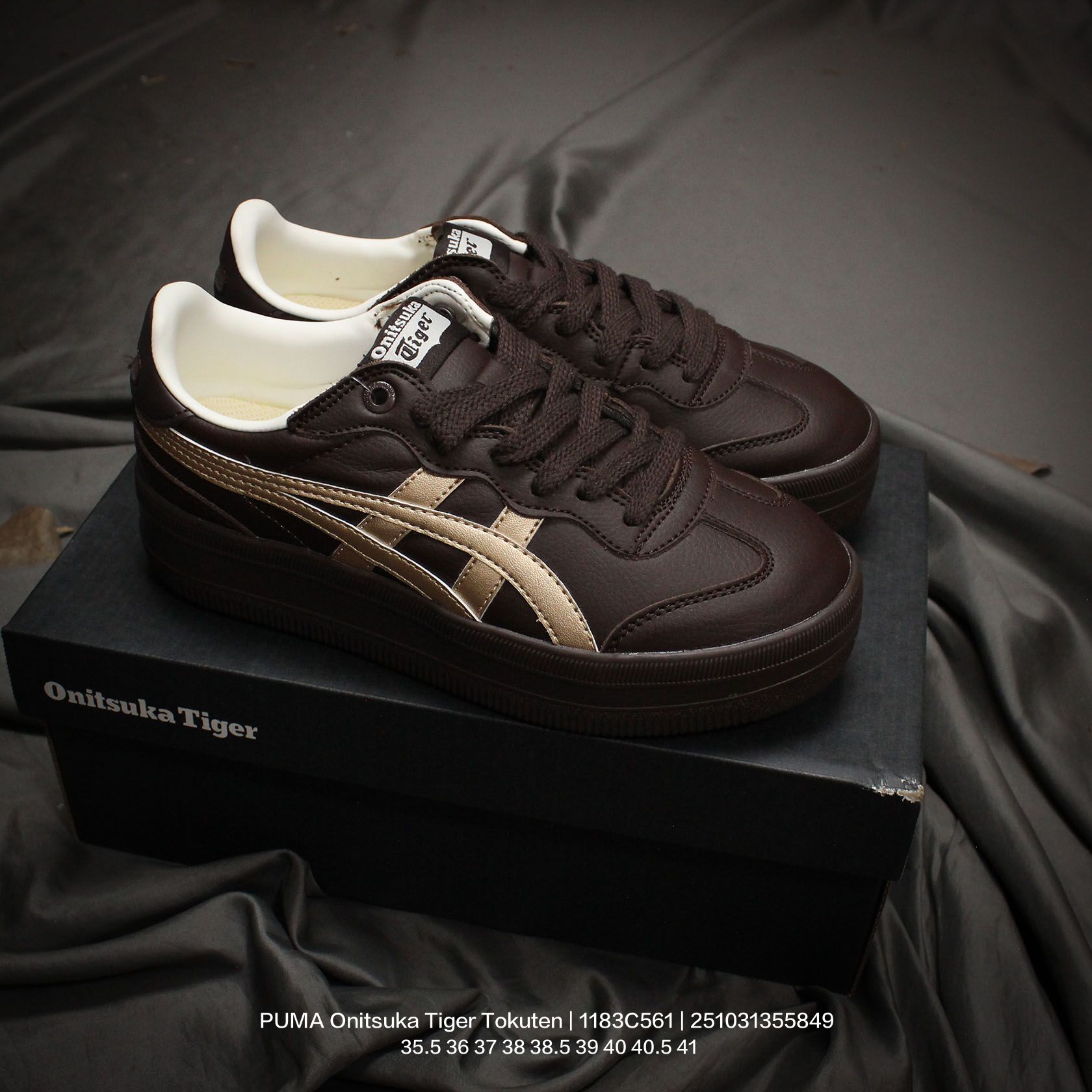 🈴💰140
亚瑟士 男女鞋真标半码制,升级原楦原纸版开发,采用荔枝纹牛剖革鞋面材质,外置耐磨耐弯折RB大底❗️鬼塚虎新款德训鞋!鬼塚虎新款德训鞋!日产经典老牌-鬼塚虎/Onitsuka Tiger Tokuten 得分系列低帮厚底复古德训风休闲运动板鞋 1183C561
类型:男女鞋
码数: 35.5 36 37 38 38.5 39 40 40.5 41
编码:251031355.849