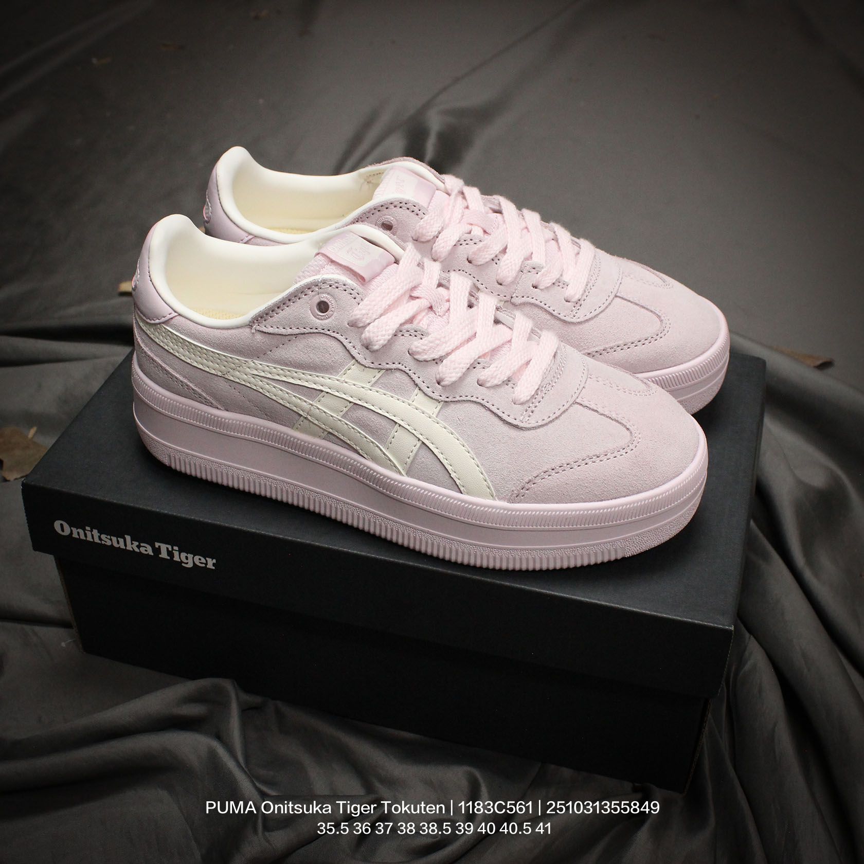 🈴💰140
亚瑟士 男女鞋真标半码制,升级原楦原纸版开发,采用荔枝纹牛剖革鞋面材质,外置耐磨耐弯折RB大底❗️鬼塚虎新款德训鞋!鬼塚虎新款德训鞋!日产经典老牌-鬼塚虎/Onitsuka Tiger Tokuten 得分系列低帮厚底复古德训风休闲运动板鞋 1183C561
类型:男女鞋
码数: 35.5 36 37 38 38.5 39 40 40.5 41
编码:251031355.849