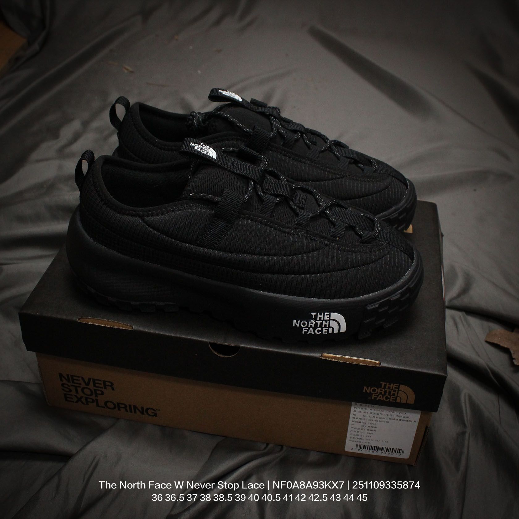 🈴💰120
The North Face/北面/乐斯菲斯 男女鞋真标半码制,升级原楦原纸版开发版型,采用轻量网织物科技面料材质,中底REAM 泡沫橡胶物料,外置防滑橡胶大底❗️户外轻旅者鞋履,著名户外品牌-北面/The North Face W Never Stop Lace 决不放弃系列低帮轻量厚底户外风休闲运动鞋“全黑白标 NF0A8A93KX7
类型:男女鞋
码数:36 36.5 37 38 38.5 39 40 40.5 41 42 42.5 43 44 45
编码:251109335.874