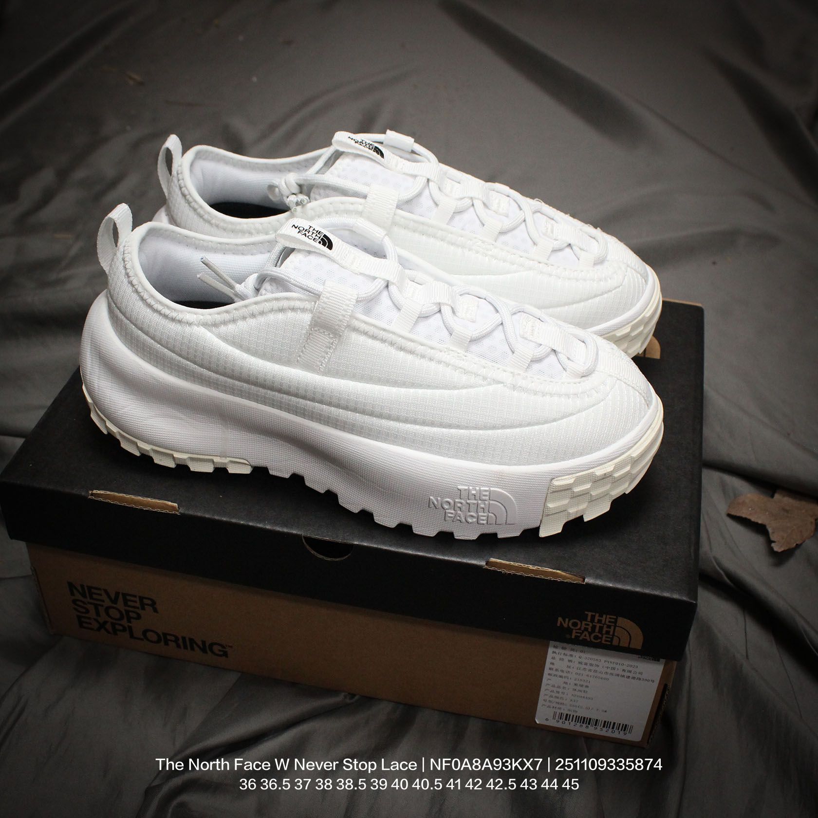 🈴💰120
The North Face/北面/乐斯菲斯 男女鞋真标半码制,升级原楦原纸版开发版型,采用轻量网织物科技面料材质,中底REAM 泡沫橡胶物料,外置防滑橡胶大底❗️户外轻旅者鞋履,著名户外品牌-北面/The North Face W Never Stop Lace 决不放弃系列低帮轻量厚底户外风休闲运动鞋“全黑白标 NF0A8A93KX7
类型:男女鞋
码数:36 36.5 37 38 38.5 39 40 40.5 41 42 42.5 43 44 45
编码:251109335.874