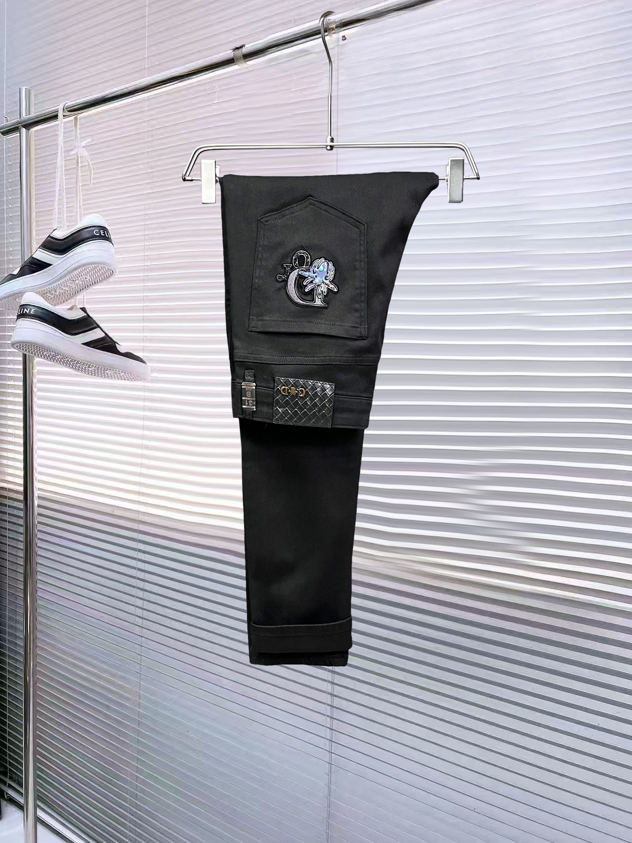 Dior Men's Black Cotton Blend Casual Pants With Logo Embellishment