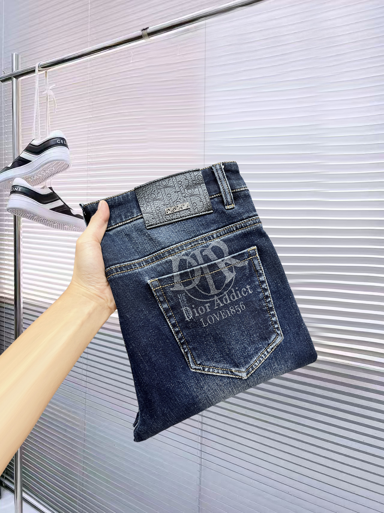 Dior Men's Slim-Fit Jeans - 'Dior Addict' Logo Denim, Sizes 29-38