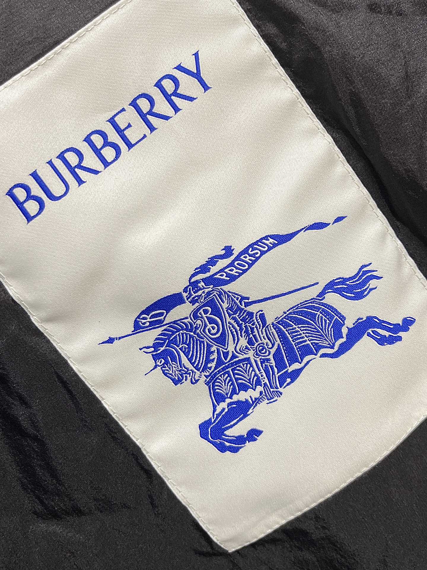 Burberry徽标刺绣羽绒马甲采用定制聚酯纤维面料全幅战马骑士徽标刺绣图案点缀拉链门襟开合内里填充白鹅