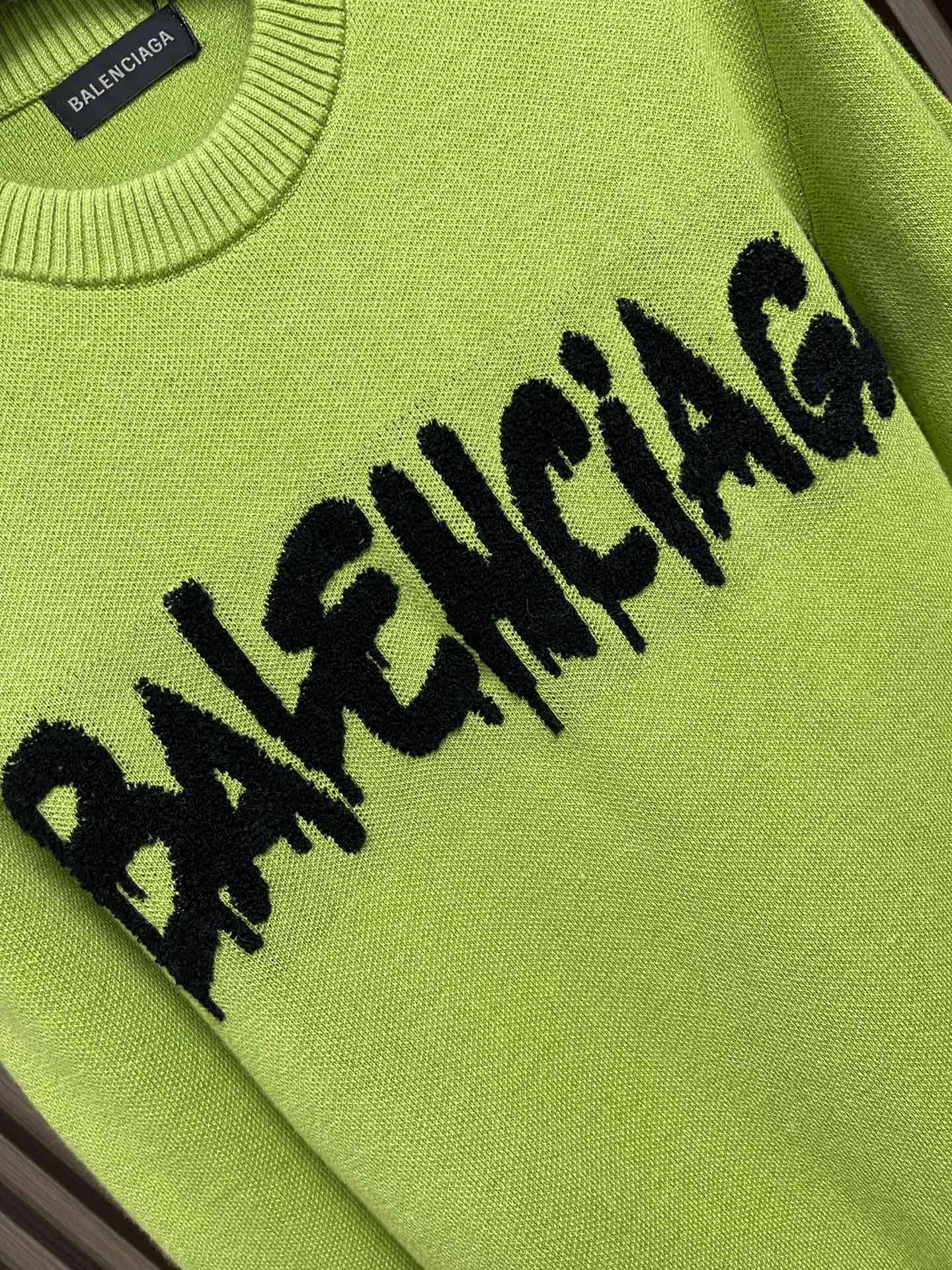 Balenciaga巴黎世家2024SS秋冬新款胸前logo圆领毛衣订制水洗标380克大毛圈面料全套辅料