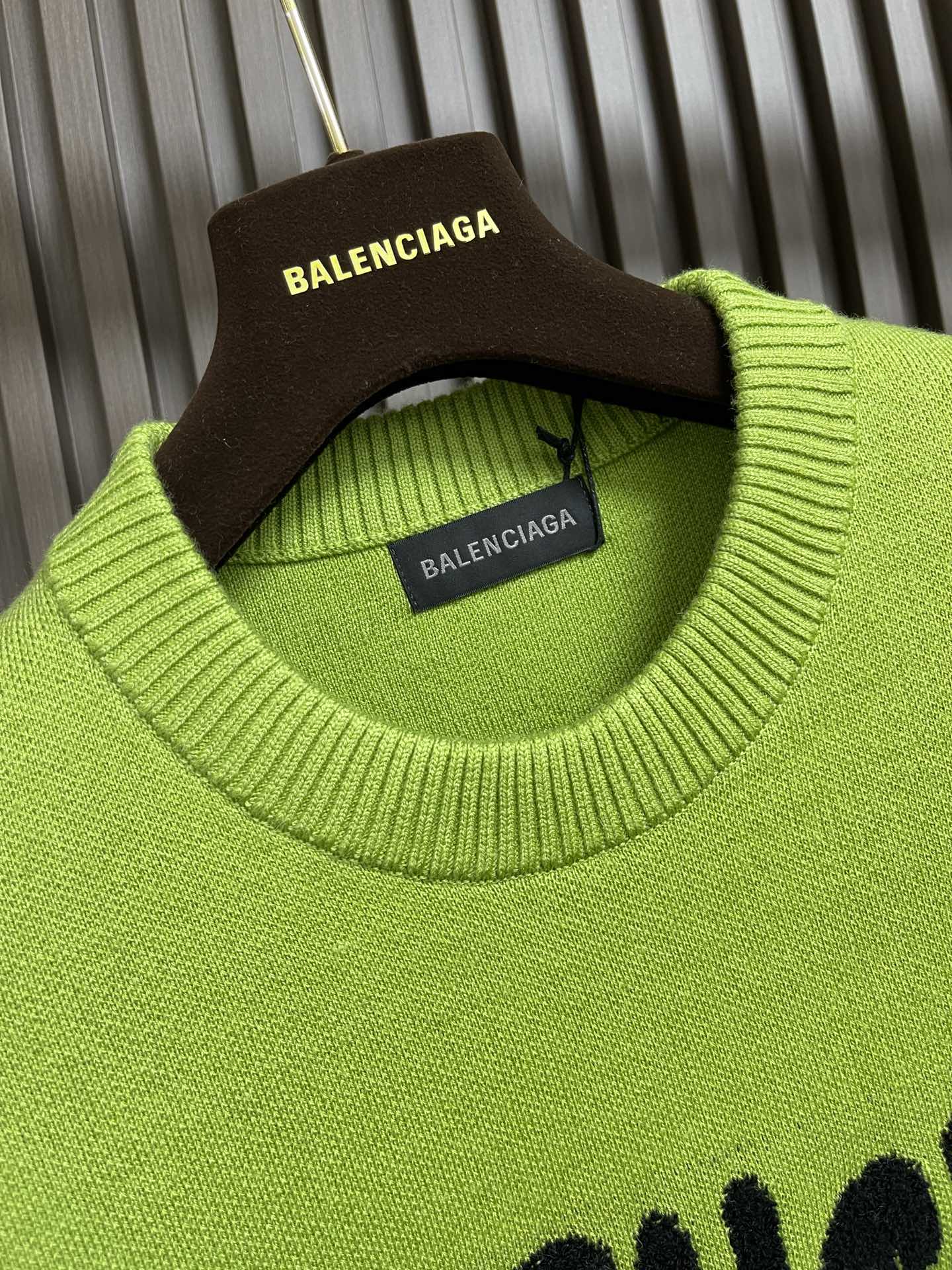 Balenciaga巴黎世家2024SS秋冬新款胸前logo圆领毛衣订制水洗标380克大毛圈面料全套辅料