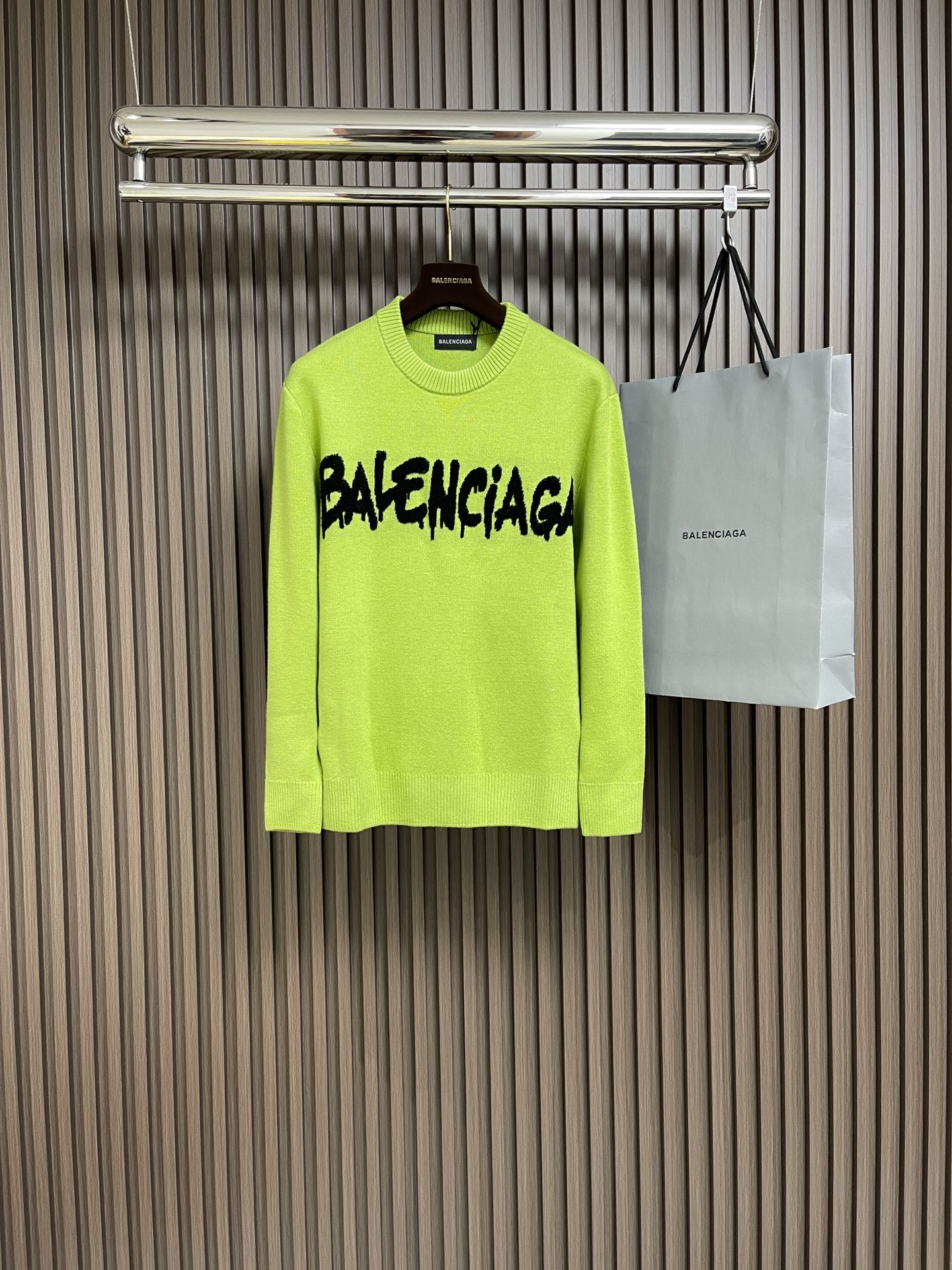 Balenciaga巴黎世家2024SS秋冬新款胸前logo圆领毛衣订制水洗标380克大毛圈面料全套辅料